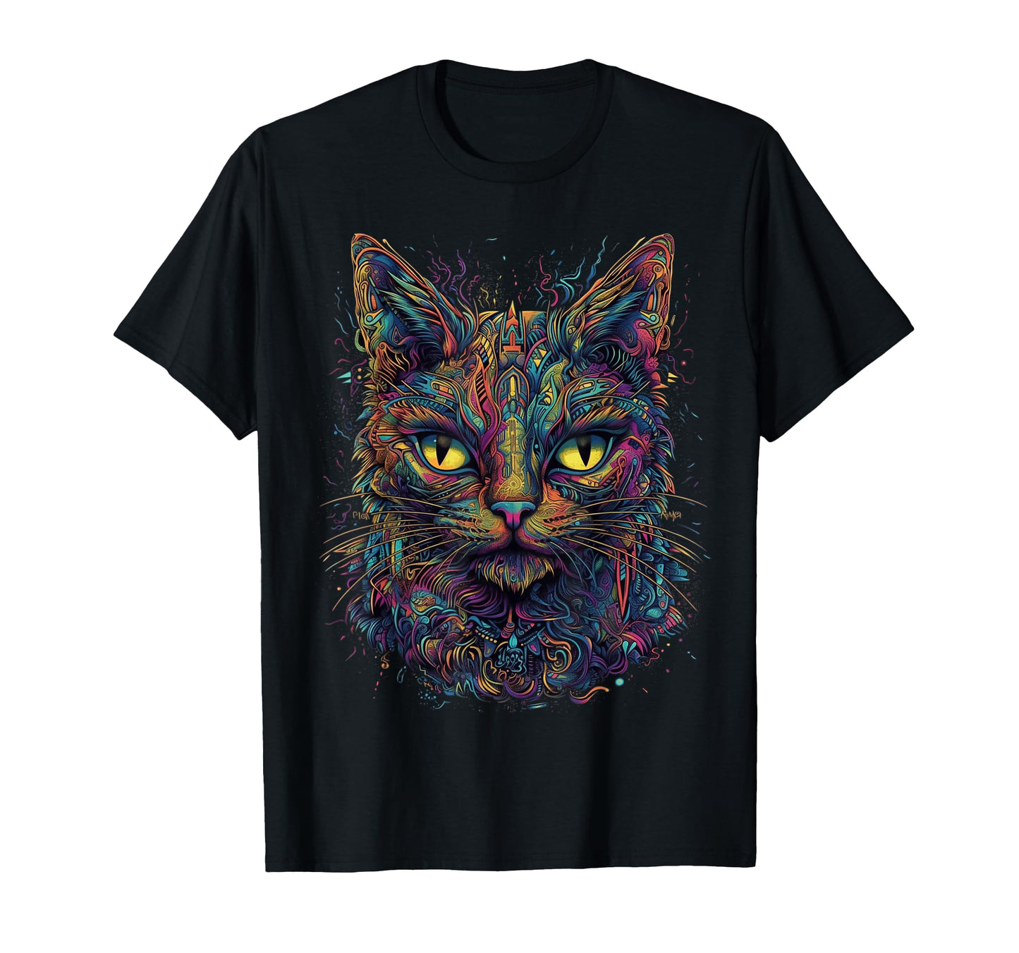 Colorful Cat Psychedelic Art Trippy T-Shirt - Unique Graphic Men Women - T-Shirt, Sweatshirt, Hoodie