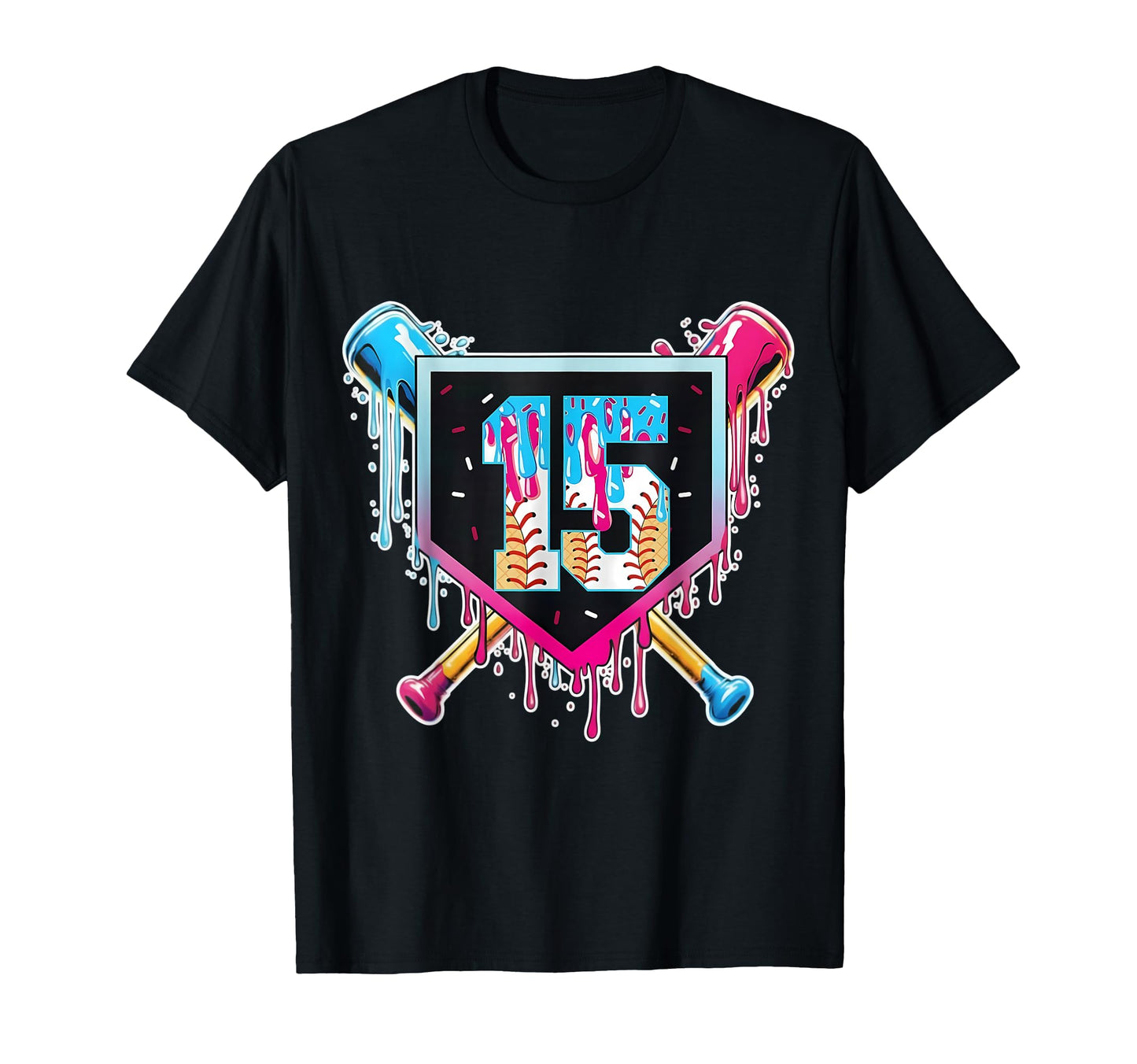 Baseball 15 Year Old Ice Cream Drip 15Th T-Shirt - Streetwear Style Unisex - T-Shirt, Sweatshirt, Hoodie