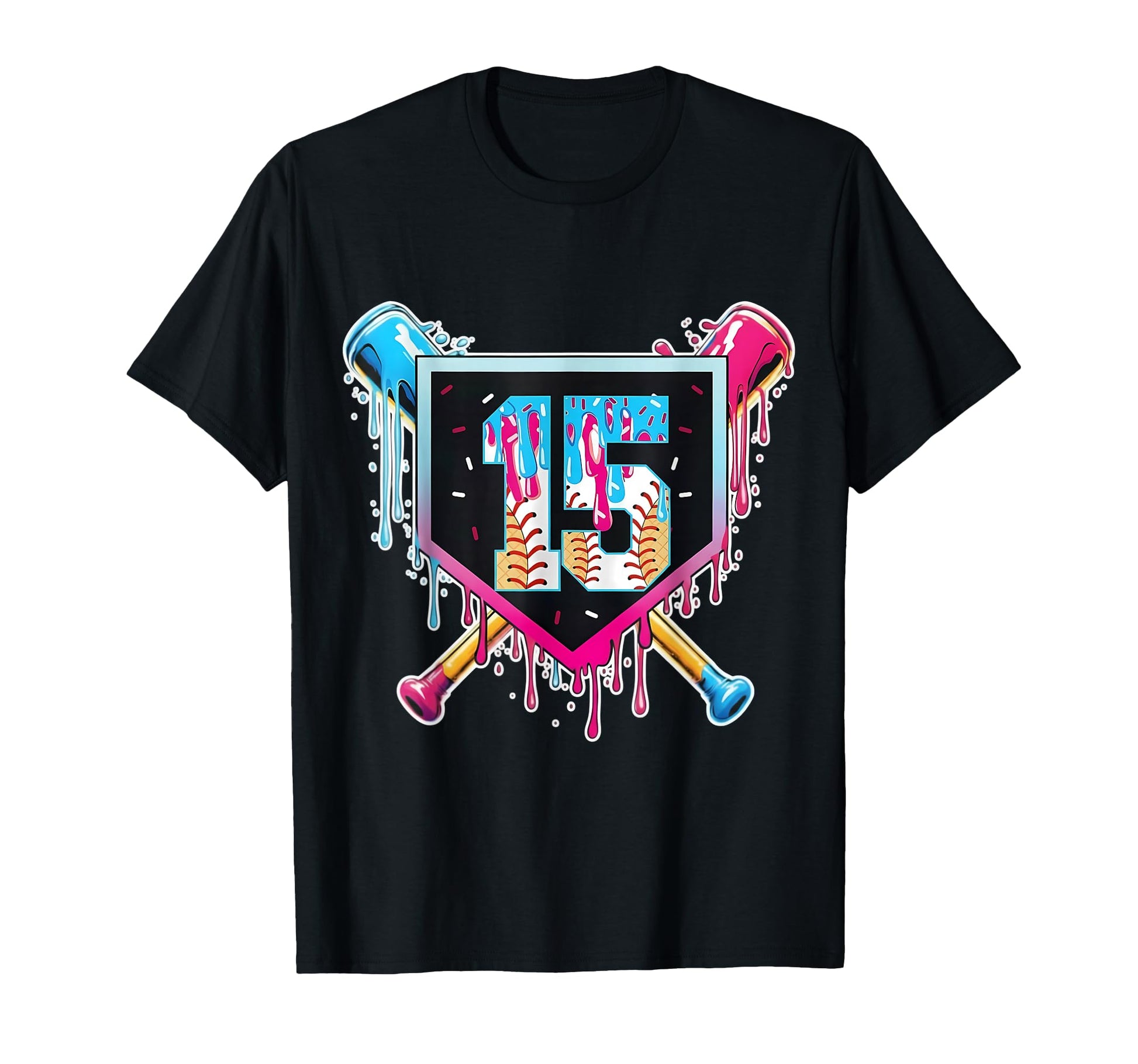 Baseball 15 Year Old Ice Cream Drip 15Th T-Shirt - Streetwear Style Unisex - T-Shirt, Sweatshirt, Hoodie