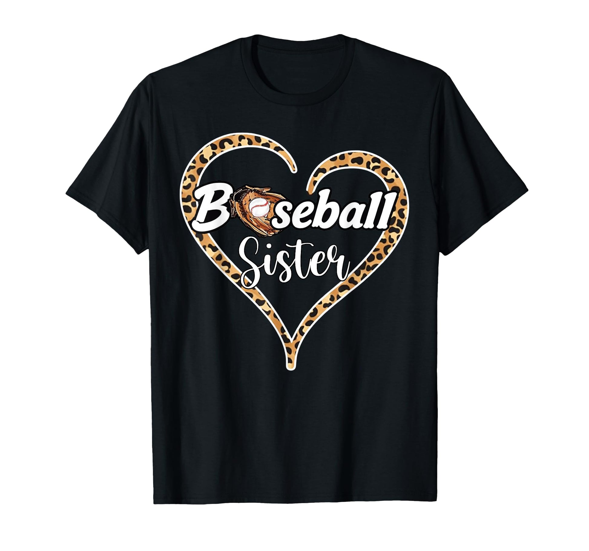 Baseball Sister Leopard Heart Family T-Shirt - Graphic Print for Adults - T-Shirt, Sweatshirt, Hoodie