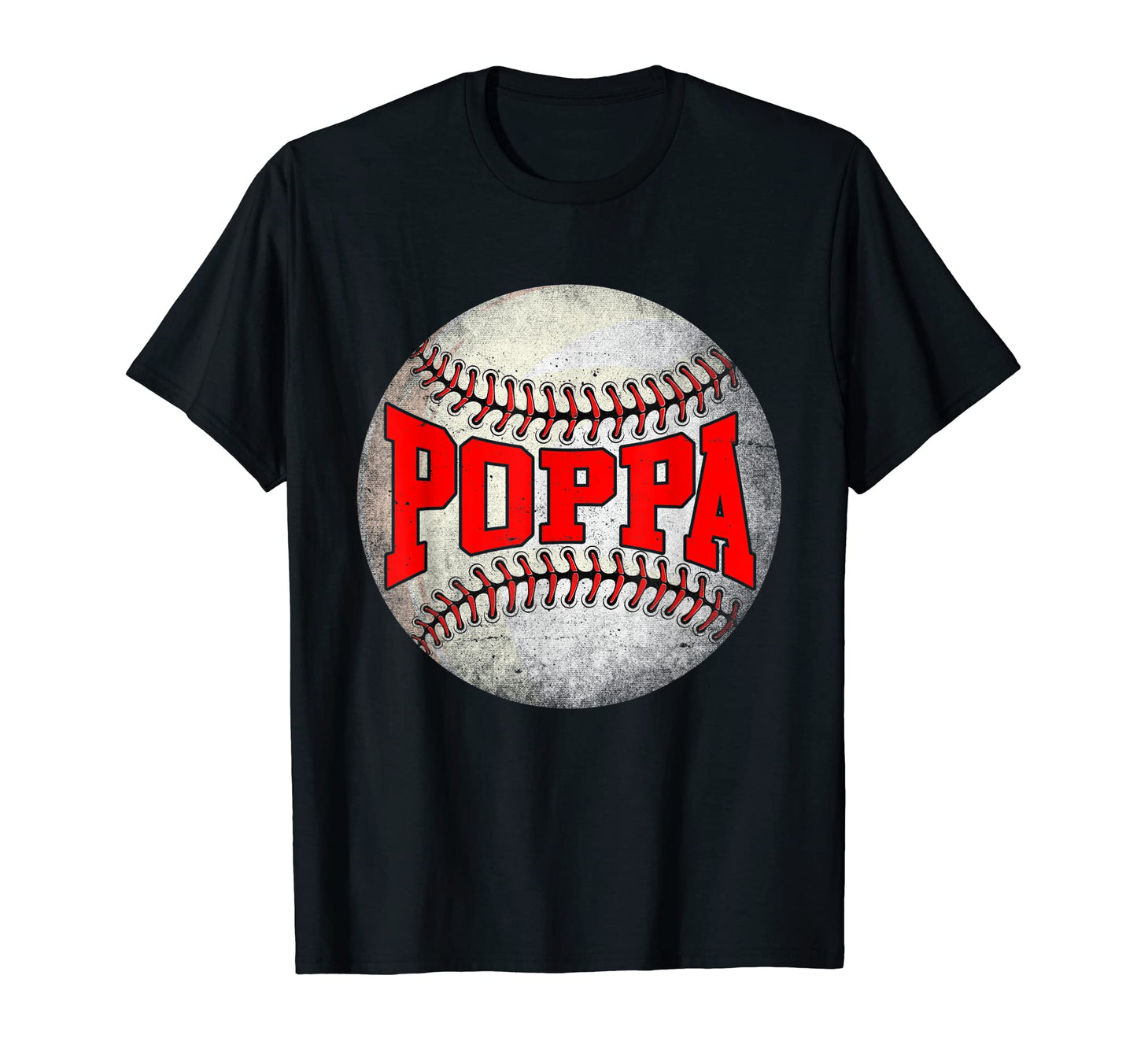 Distressed Baseball Poppa Funny Fathers T-Shirt - Minimalist Print Unisex - T-Shirt, Sweatshirt, Hoodie