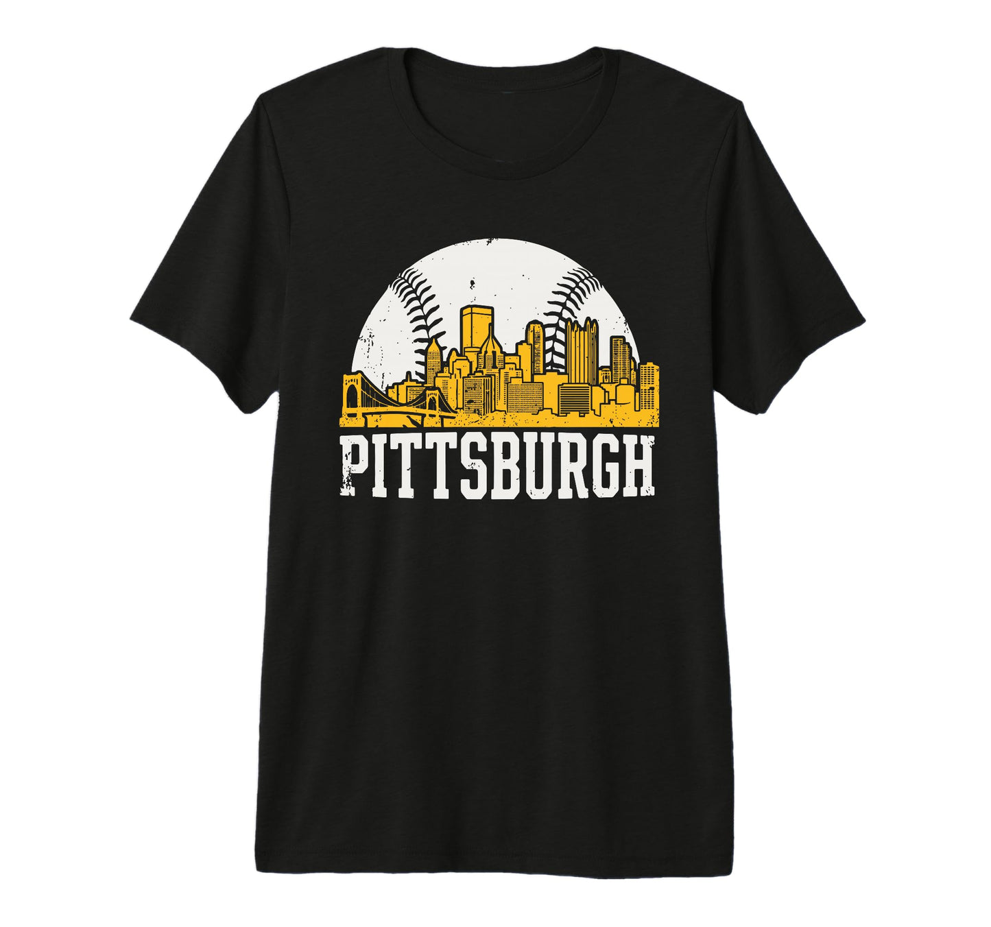 Pittsburgh Lovers Skyline Baseball T-Shirt - Aesthetic Graphic for Adults - T-Shirt, Sweatshirt, Hoodie
