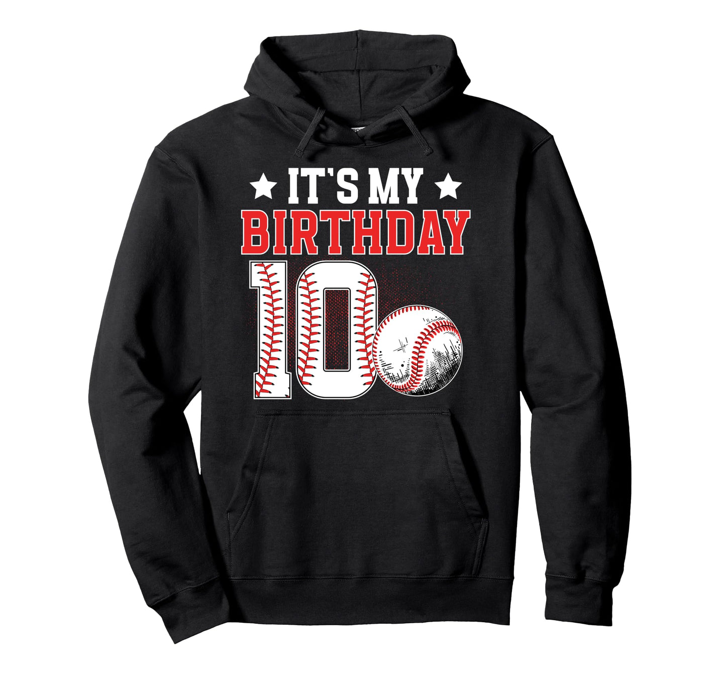 10Th Baseball Birthday Party 10 Year Hoodie - Novelty Apparel for Adults - T-Shirt, Sweatshirt, Hoodie