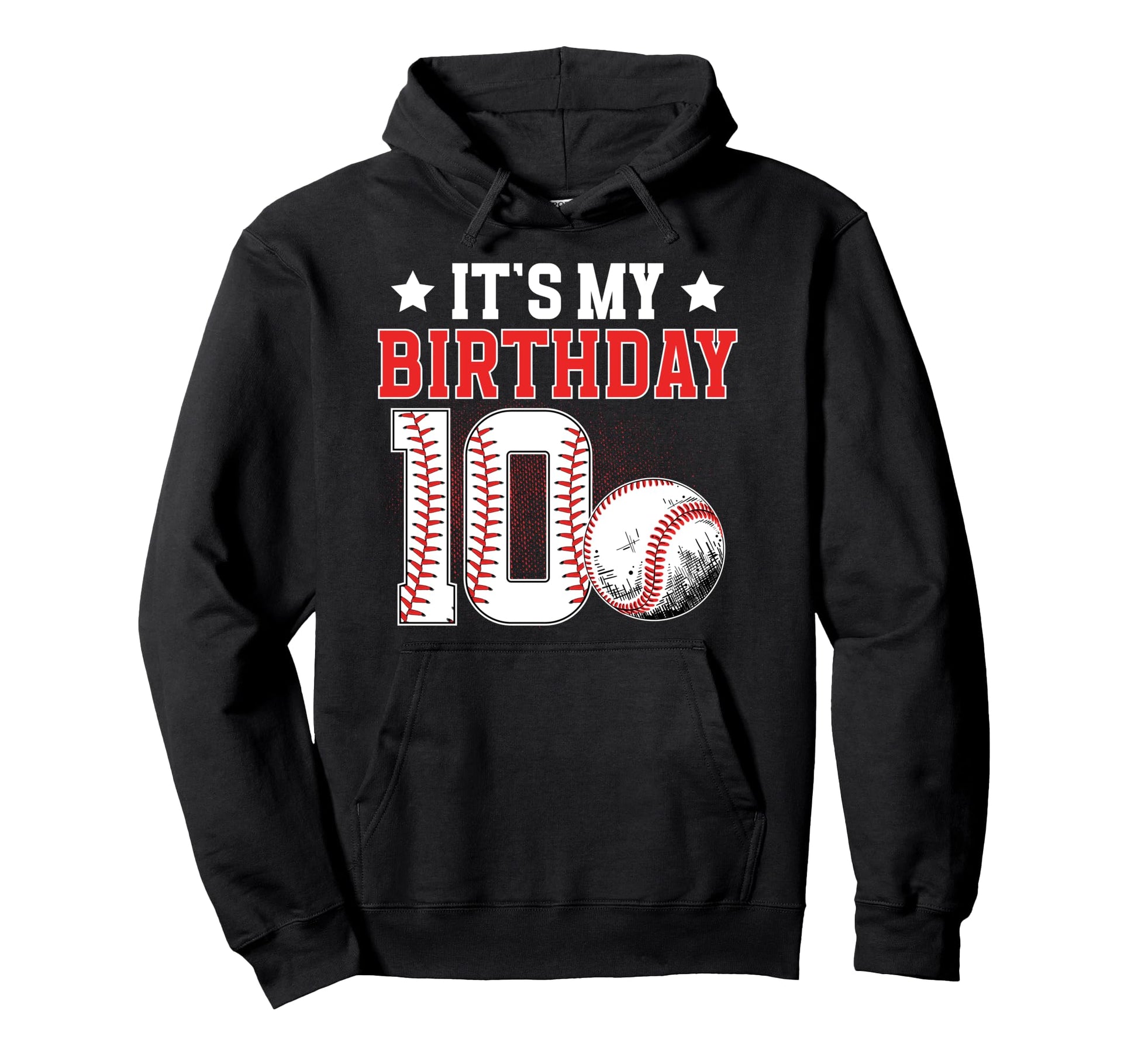 10Th Baseball Birthday Party 10 Year Hoodie - Novelty Apparel for Adults - T-Shirt, Sweatshirt, Hoodie