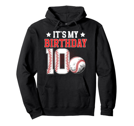 10Th Baseball Birthday Party 10 Year Hoodie - Novelty Apparel for Adults - T-Shirt, Sweatshirt, Hoodie