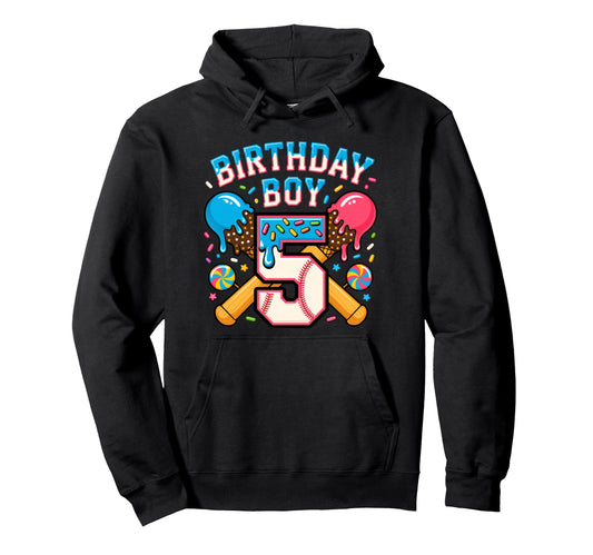 Baseball 5Th Birthday 5 Years Old 5 Hoodie - Streetwear Style Unisex - T-Shirt, Sweatshirt, Hoodie
