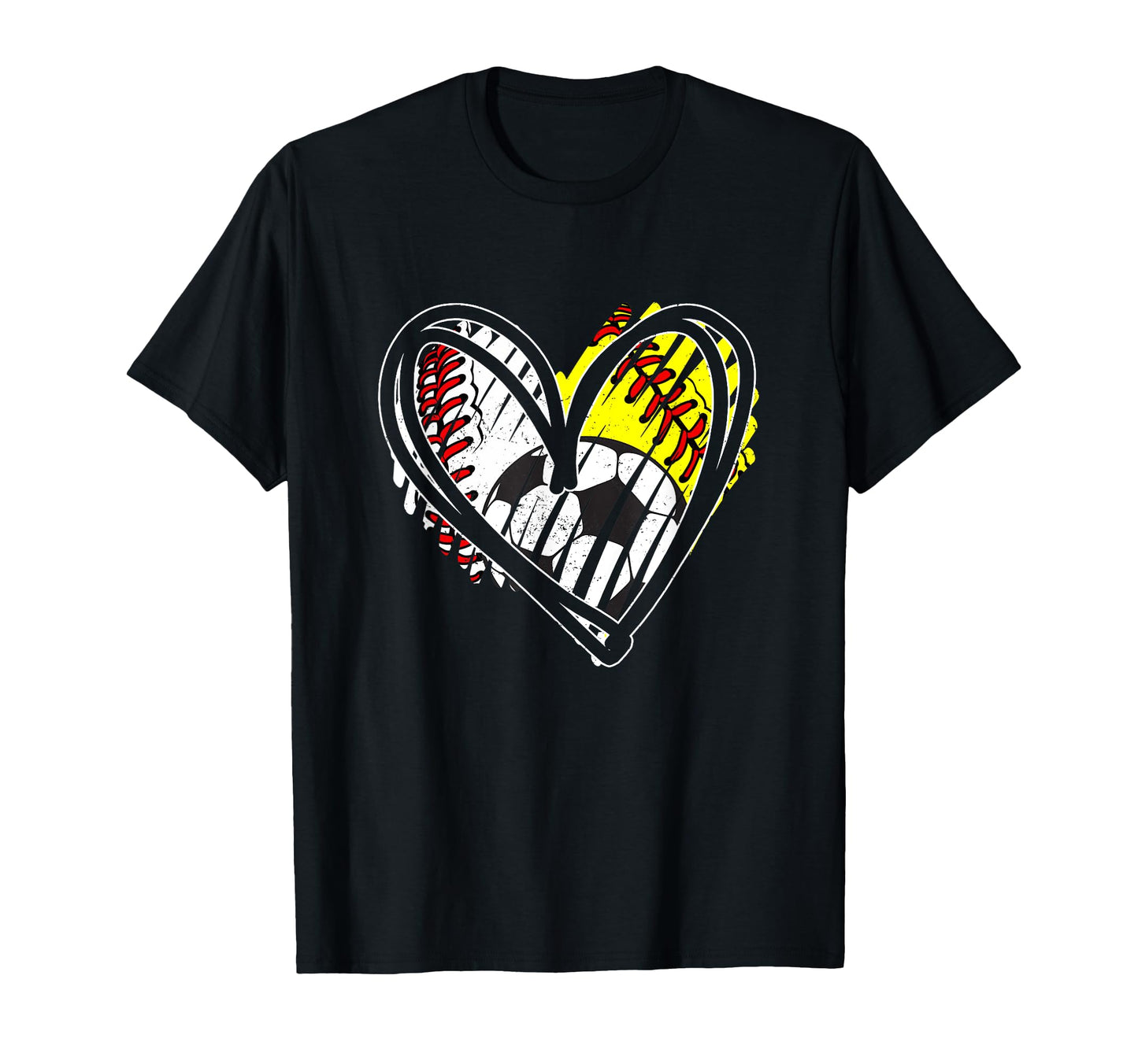 Baseball Softball Soccer Ball Heart Love T-Shirt - Custom Art Print Unisex - T-Shirt, Sweatshirt, Hoodie