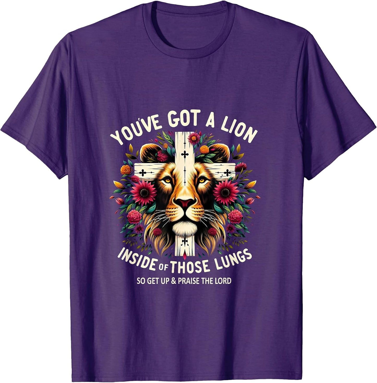Vintage Retro Flower Lion Jesus Christian Graphic - Adult & Kids T-Shirts, Sweatshirts & Hoodies apparel design preview 1
