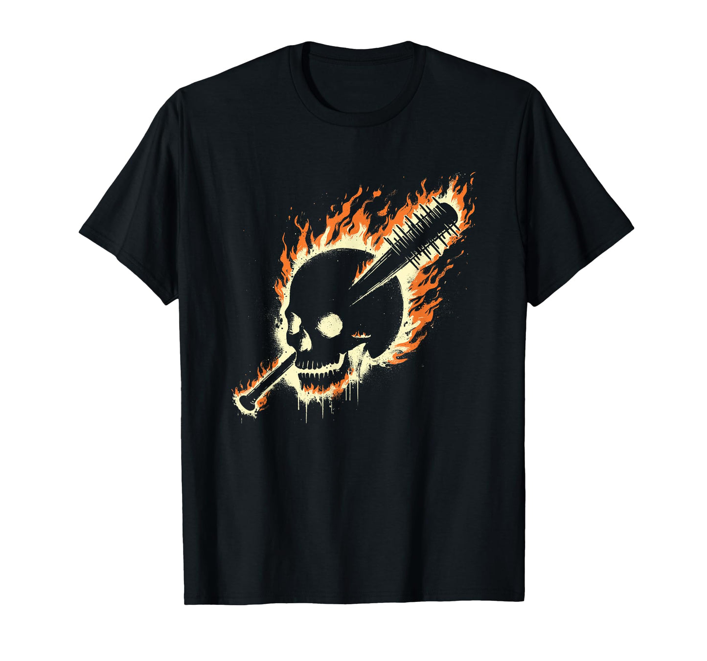 Skull Burning Creepy Baseball Bat T-Shirt - Novelty Apparel Men Women - T-Shirt, Sweatshirt, Hoodie