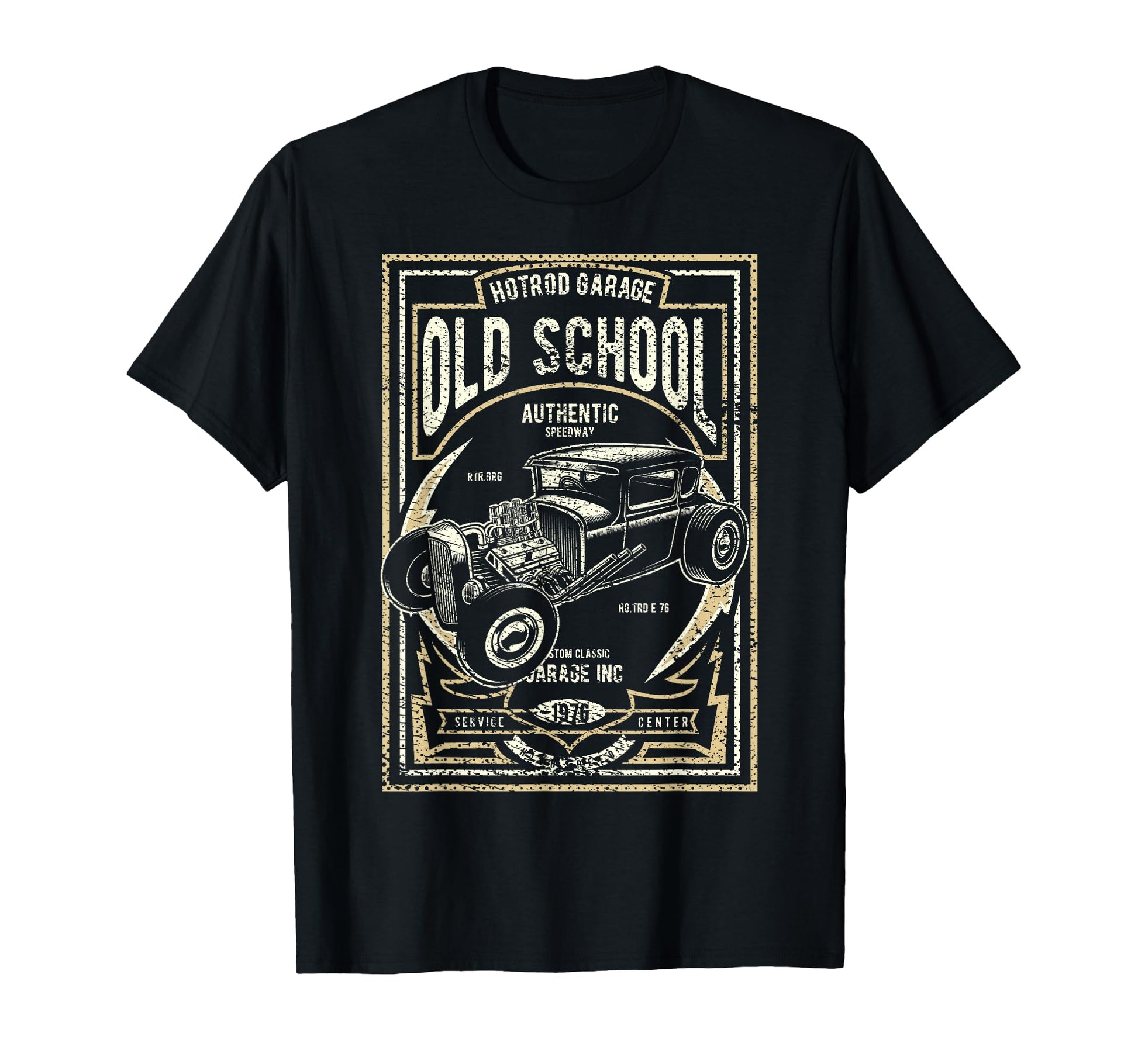 Old School Hot Rod Garage Car T-Shirt - Fun Novelty Design for Adults - T-Shirt, Sweatshirt, Hoodie