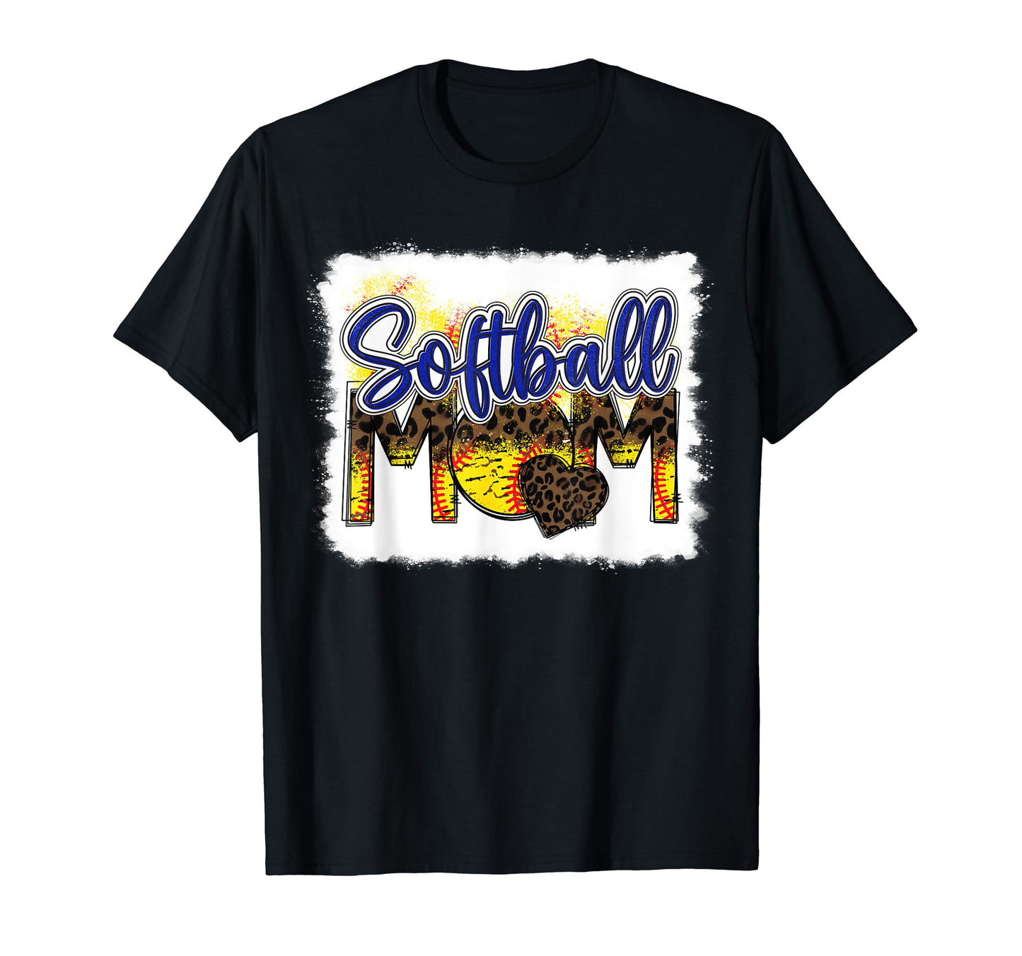 Bleached Softball Mom Leopard Funny T-Shirt - Custom Art Print Unisex - T-Shirt, Sweatshirt, Hoodie