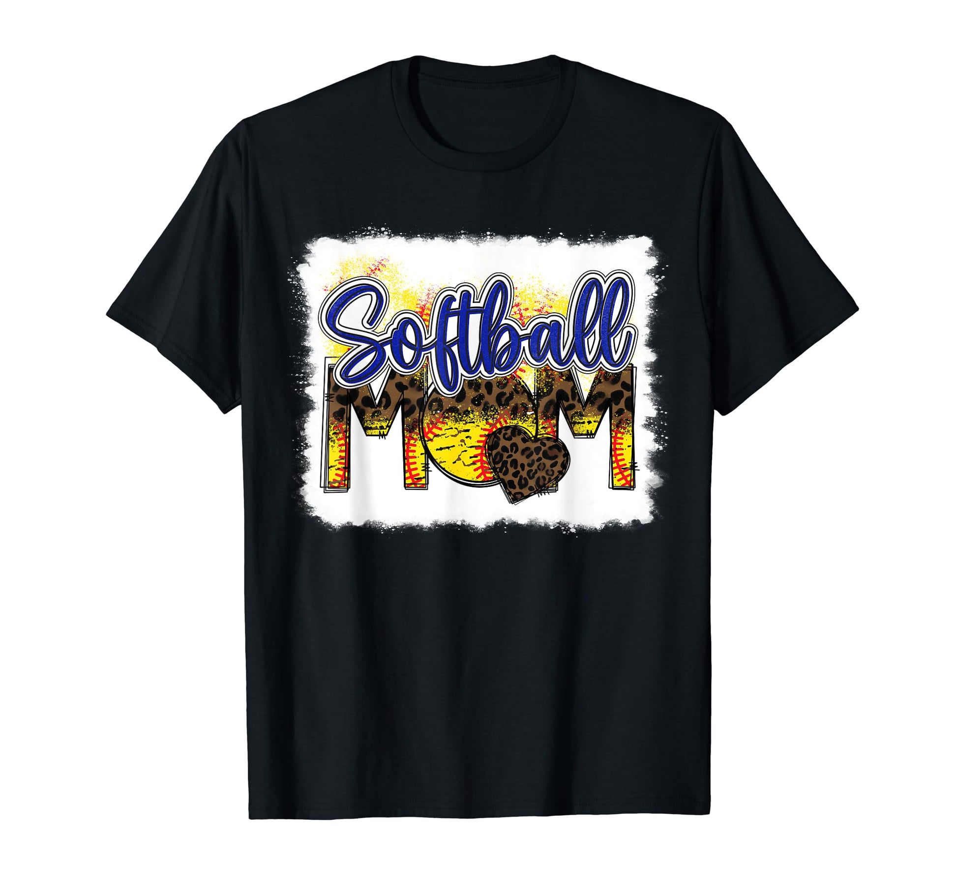 Bleached Softball Mom Leopard Funny T-Shirt - Custom Art Print Unisex - T-Shirt, Sweatshirt, Hoodie