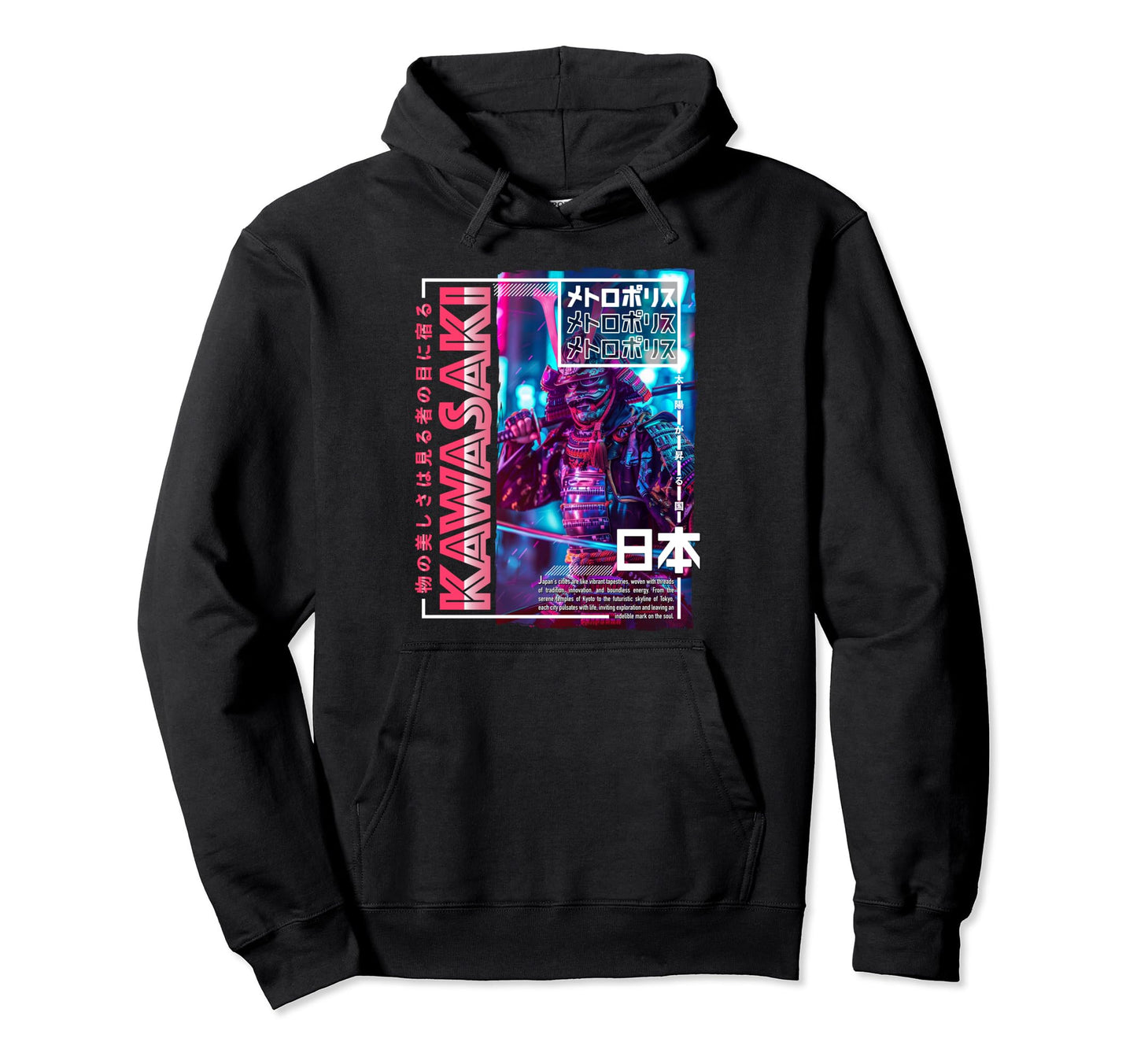 Kawasaki City 80S Synthwave Samurai Hoodie - Fun Novelty Design for Adults - T-Shirt, Sweatshirt, Hoodie