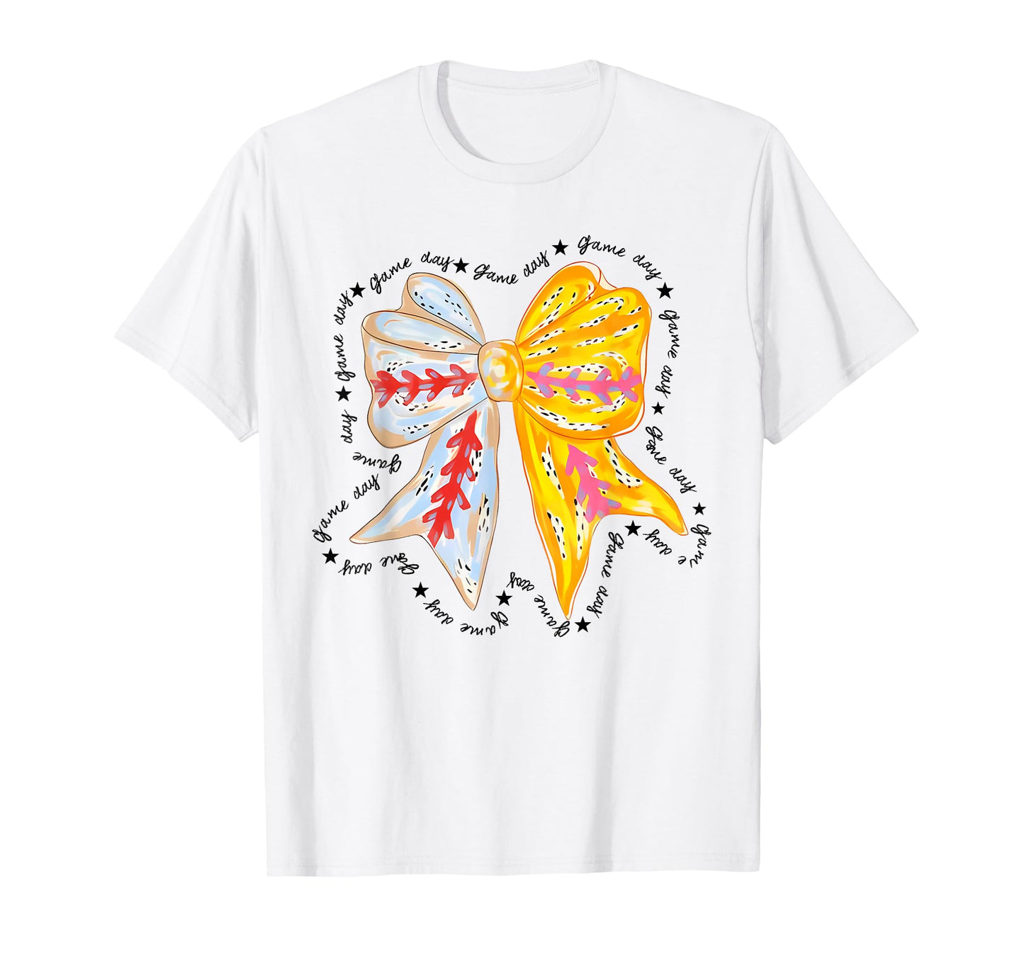 Coquette Game Day Baseball Bow Baseball T-Shirt - Graphic Print for Adults - T-Shirt, Sweatshirt, Hoodie