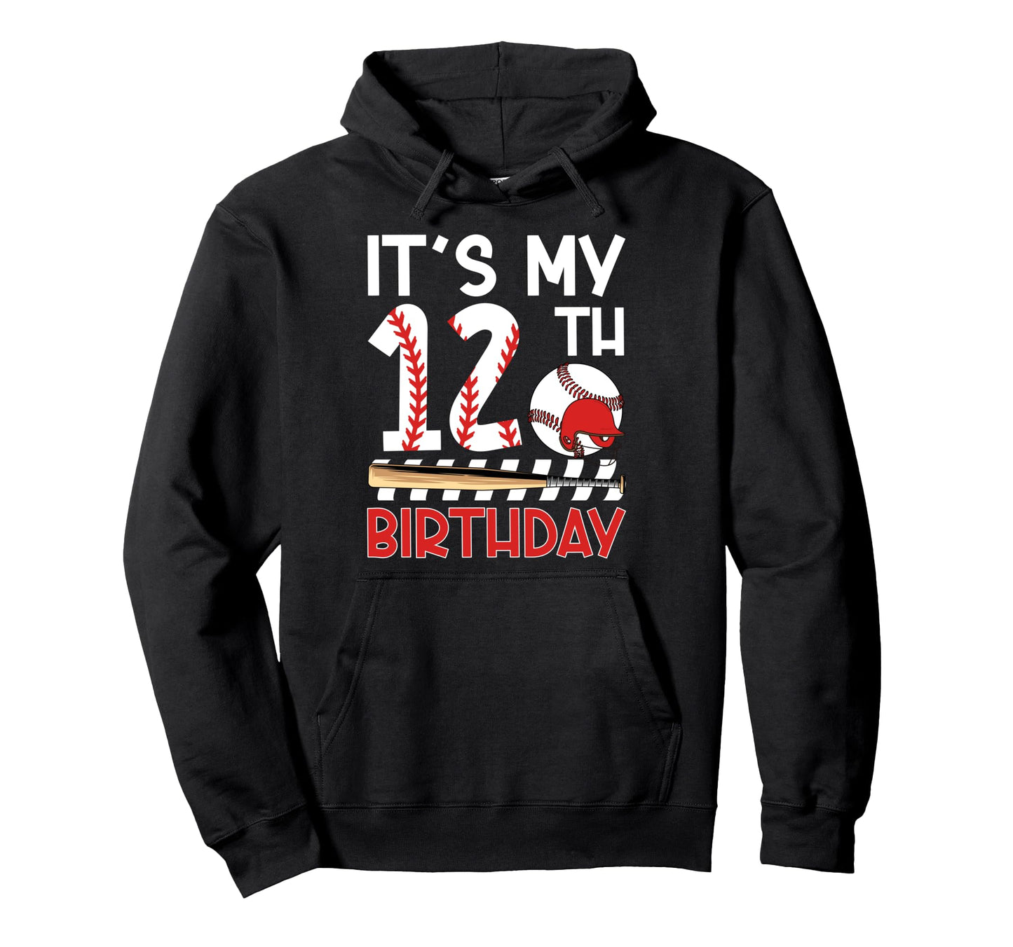 12Th Baseball Birthday Party 12 Year Old Hoodie - Custom Art Print Unisex - T-Shirt, Sweatshirt, Hoodie