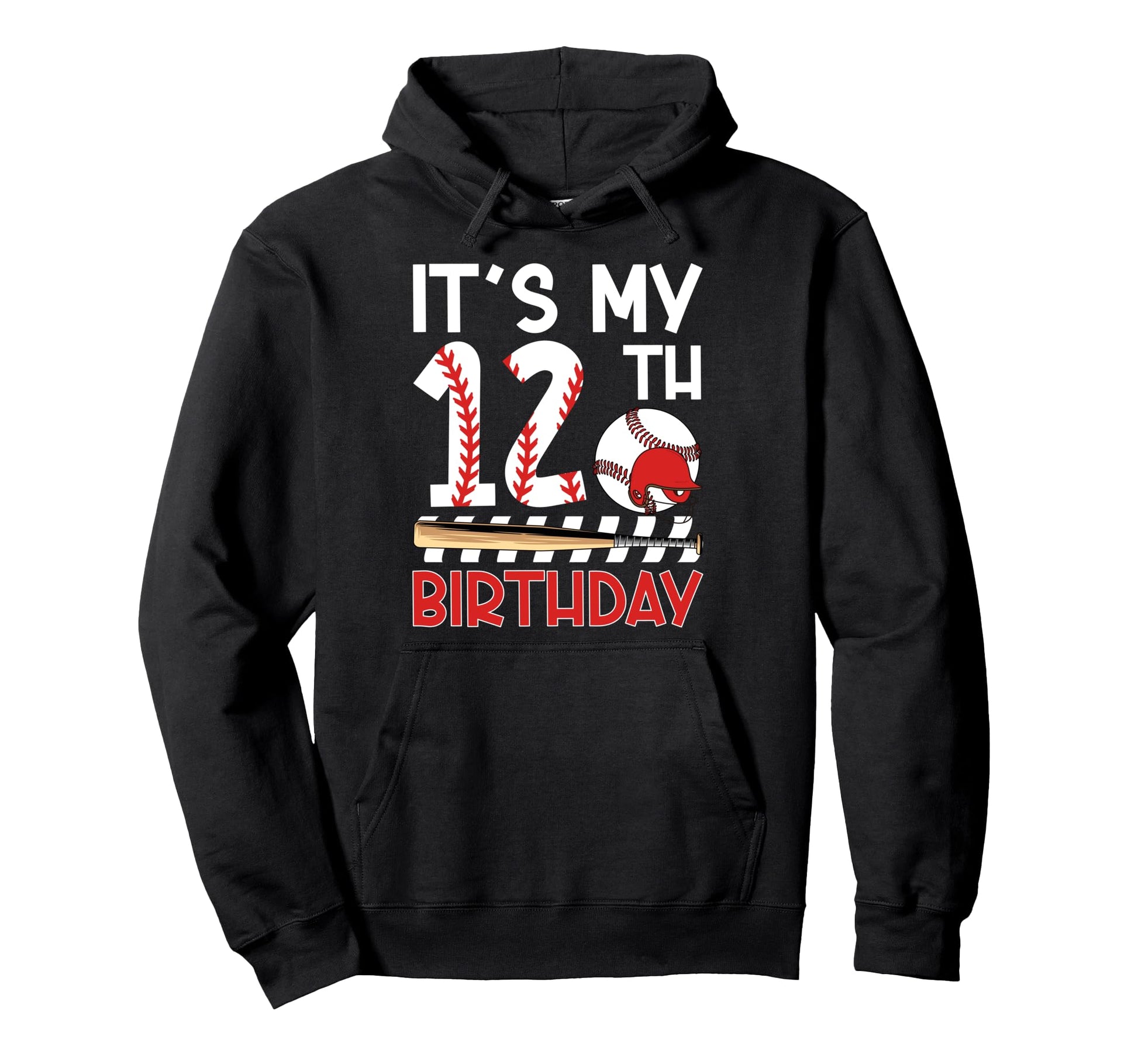 12Th Baseball Birthday Party 12 Year Old Hoodie - Custom Art Print Unisex - T-Shirt, Sweatshirt, Hoodie