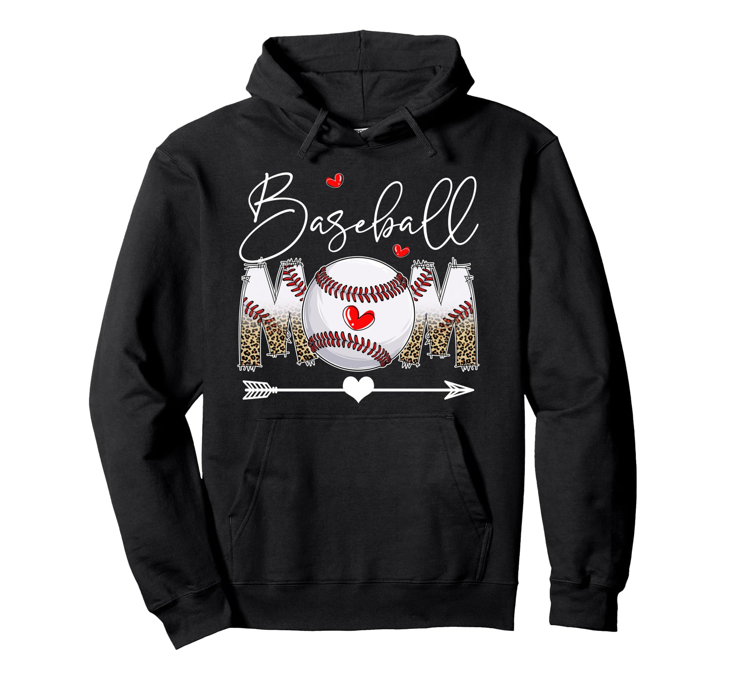 Funny Baseball Mom Leopard Baseball Hoodie - Fun Novelty Design Men Women - T-Shirt, Sweatshirt, Hoodie