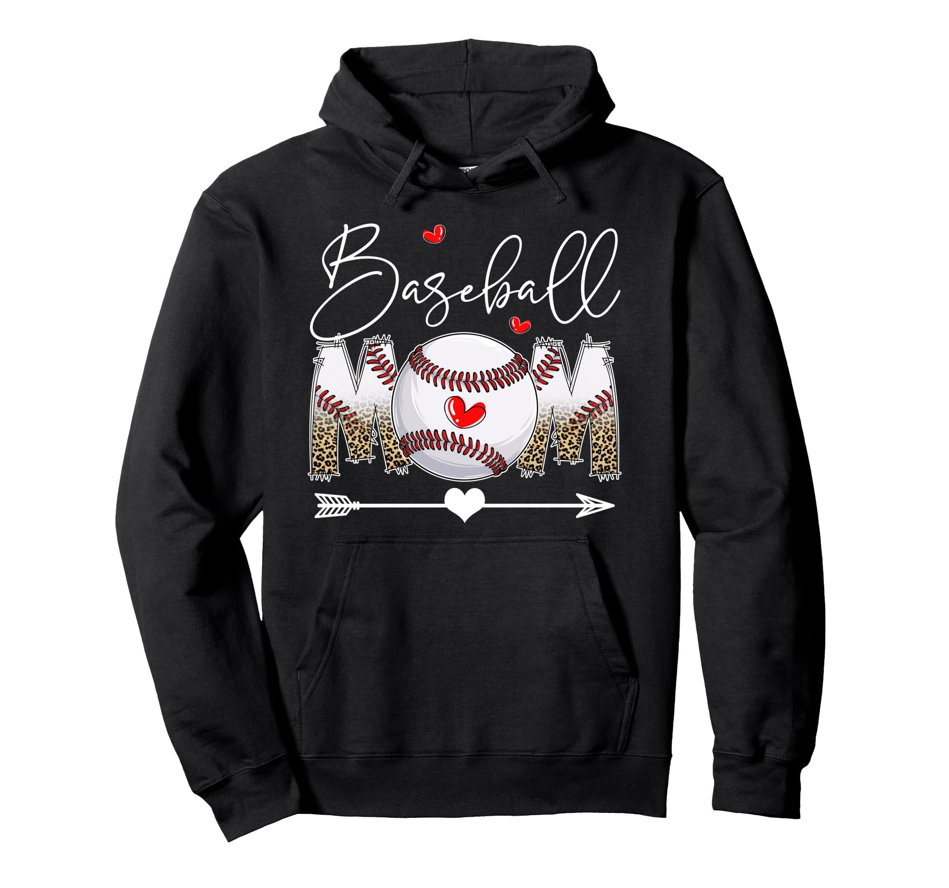 Funny Baseball Mom Leopard Baseball Hoodie - Fun Novelty Design Men Women - T-Shirt, Sweatshirt, Hoodie