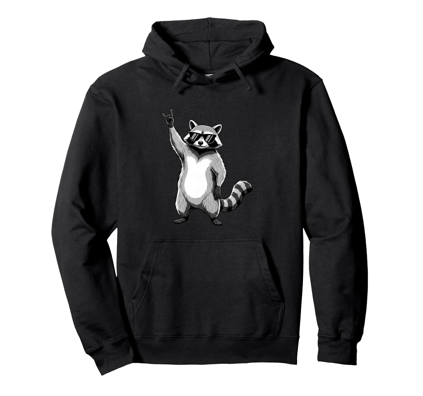 Raccoon Rocking Out Music Gift Animal Hoodie - Minimalist Print Men Women - T-Shirt, Sweatshirt, Hoodie