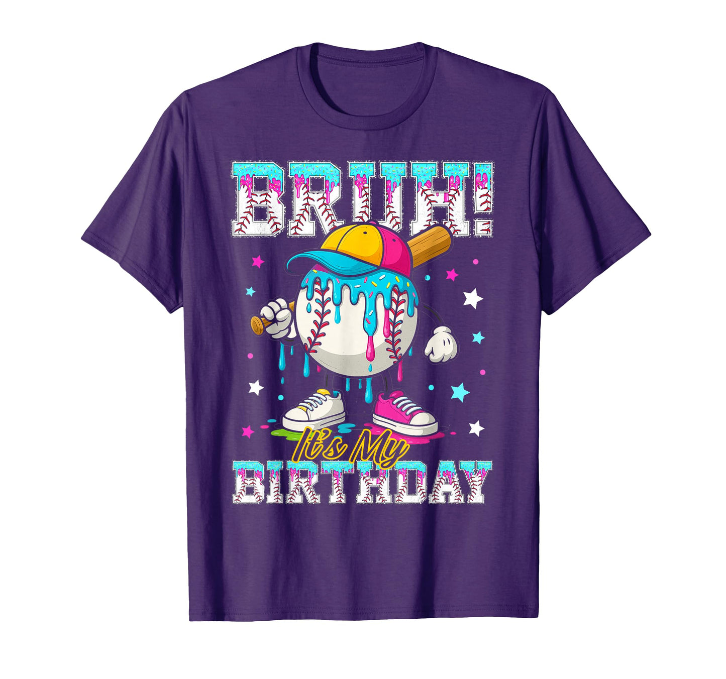 Bruh Its My Birthday Ice Cream Baseball T-Shirt - Graphic Print for Adults - T-Shirt, Sweatshirt, Hoodie