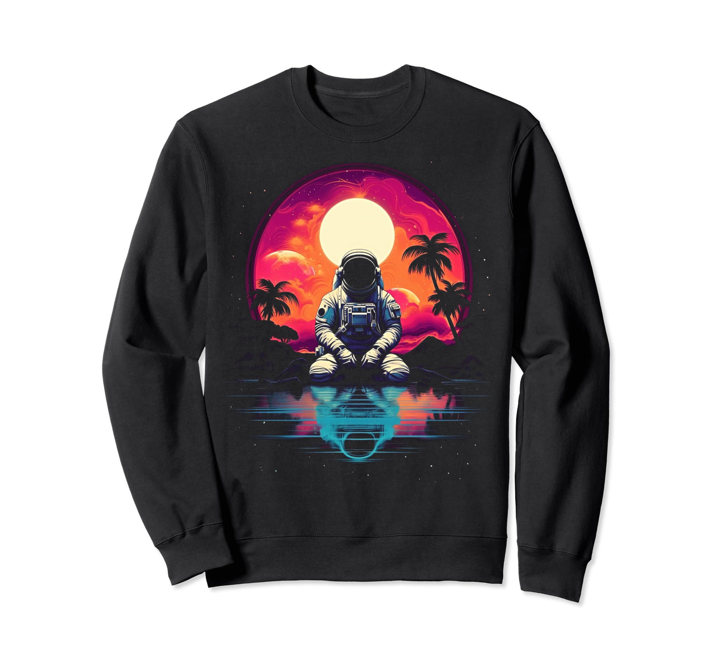 Synthwave Astronaut Cyberpunk 80S Sweatshirt - Fun Novelty Design Unisex - T-Shirt, Sweatshirt, Hoodie