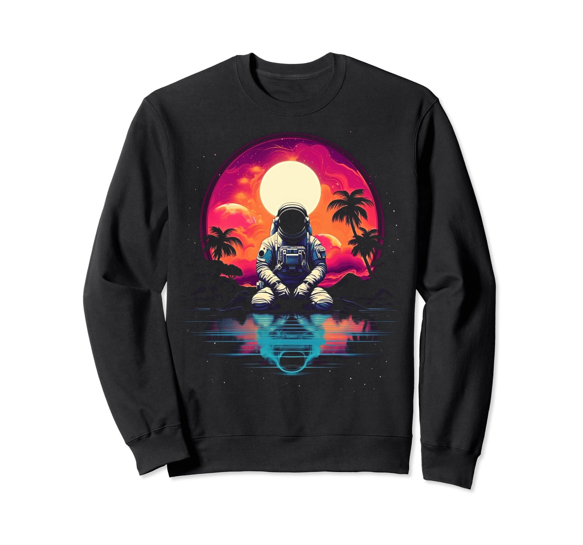 Synthwave Astronaut Cyberpunk 80S Sweatshirt - Fun Novelty Design Unisex - T-Shirt, Sweatshirt, Hoodie