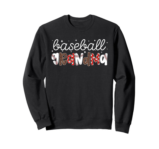 Baseball Grandma Leopard Grandma Sweatshirt - Graphic Print Unisex - T-Shirt, Sweatshirt, Hoodie