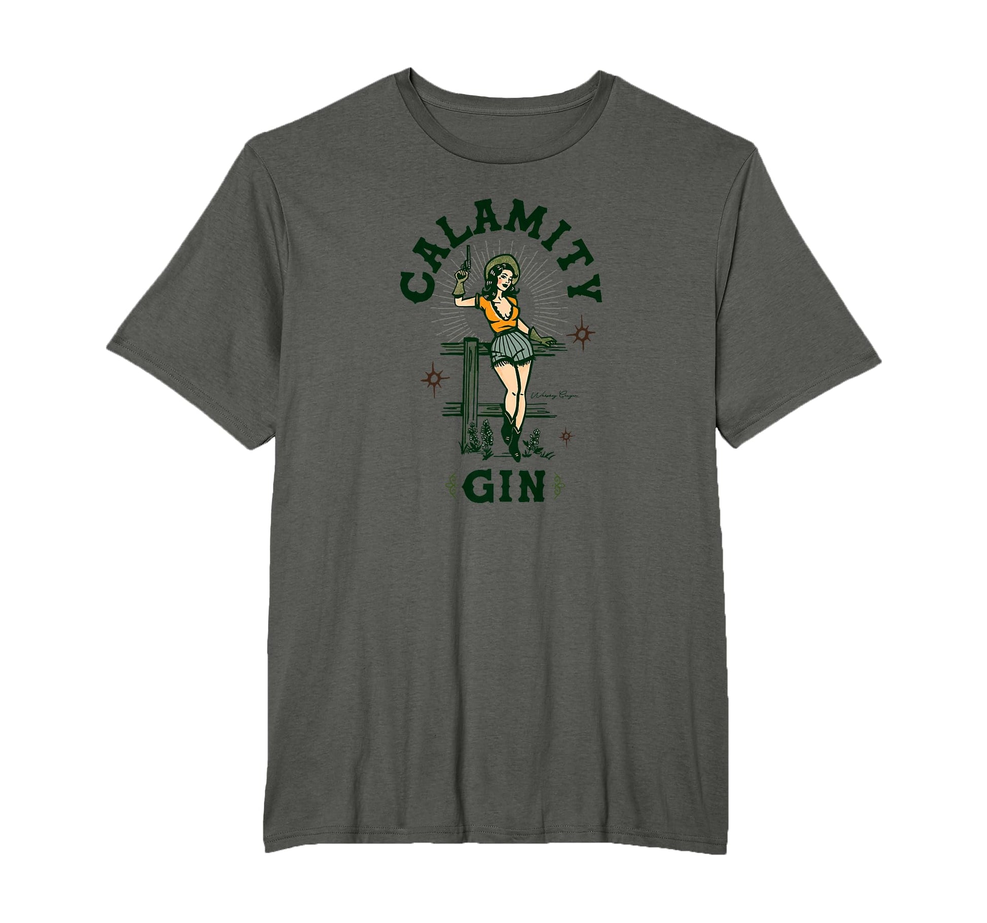 Calamity Gin Funny Pinup Cowgirl T-Shirt - Minimalist Print Men Women - T-Shirt, Sweatshirt, Hoodie
