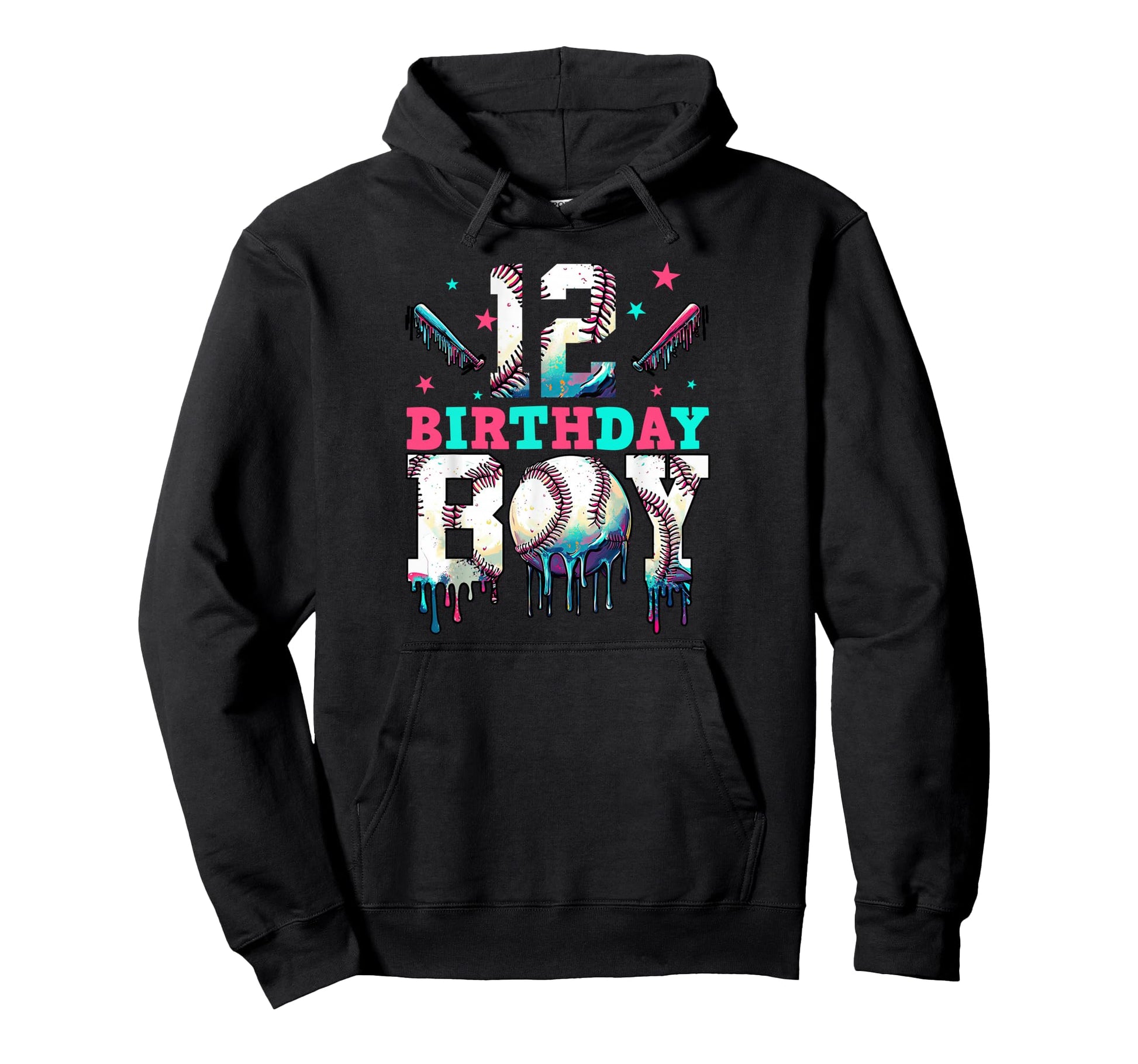 12Th Birthday Baseball Ice Cream Drip Hoodie - Aesthetic Graphic Men Women - T-Shirt, Sweatshirt, Hoodie