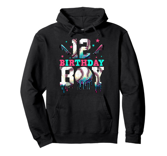 12Th Birthday Baseball Ice Cream Drip Hoodie - Aesthetic Graphic Men Women - T-Shirt, Sweatshirt, Hoodie