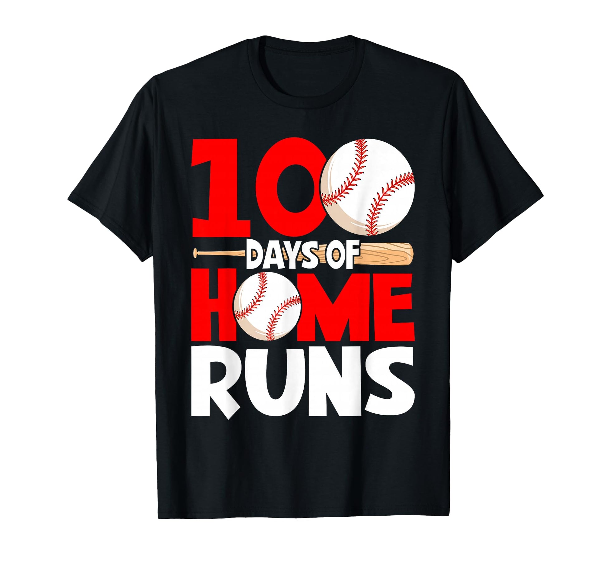 100 Days Home Runs Baseball 100Th T-Shirt - Custom Art Print for Adults - T-Shirt, Sweatshirt, Hoodie