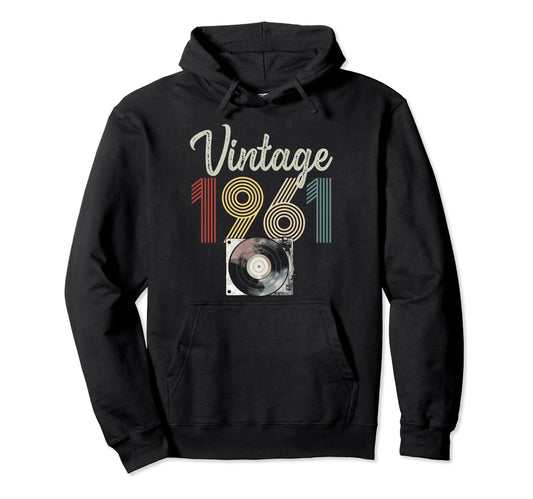 1961 Born 1961 Vinyl Record Player Hoodie - Novelty Apparel for Adults - T-Shirt, Sweatshirt, Hoodie