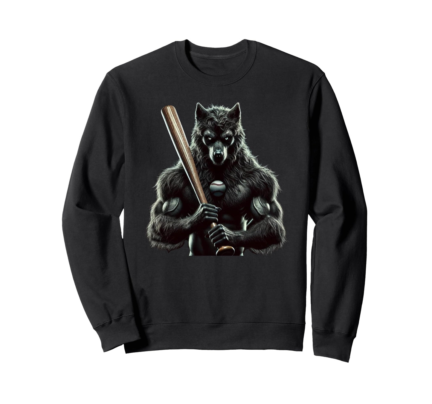 Werewolf Baseball Player Father Sweatshirt - Unique Graphic Men Women - T-Shirt, Sweatshirt, Hoodie
