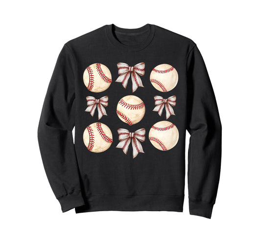 Baseball Coquette Bow Baseball Mom Sweatshirt - Graphic Print Men Women - T-Shirt, Sweatshirt, Hoodie