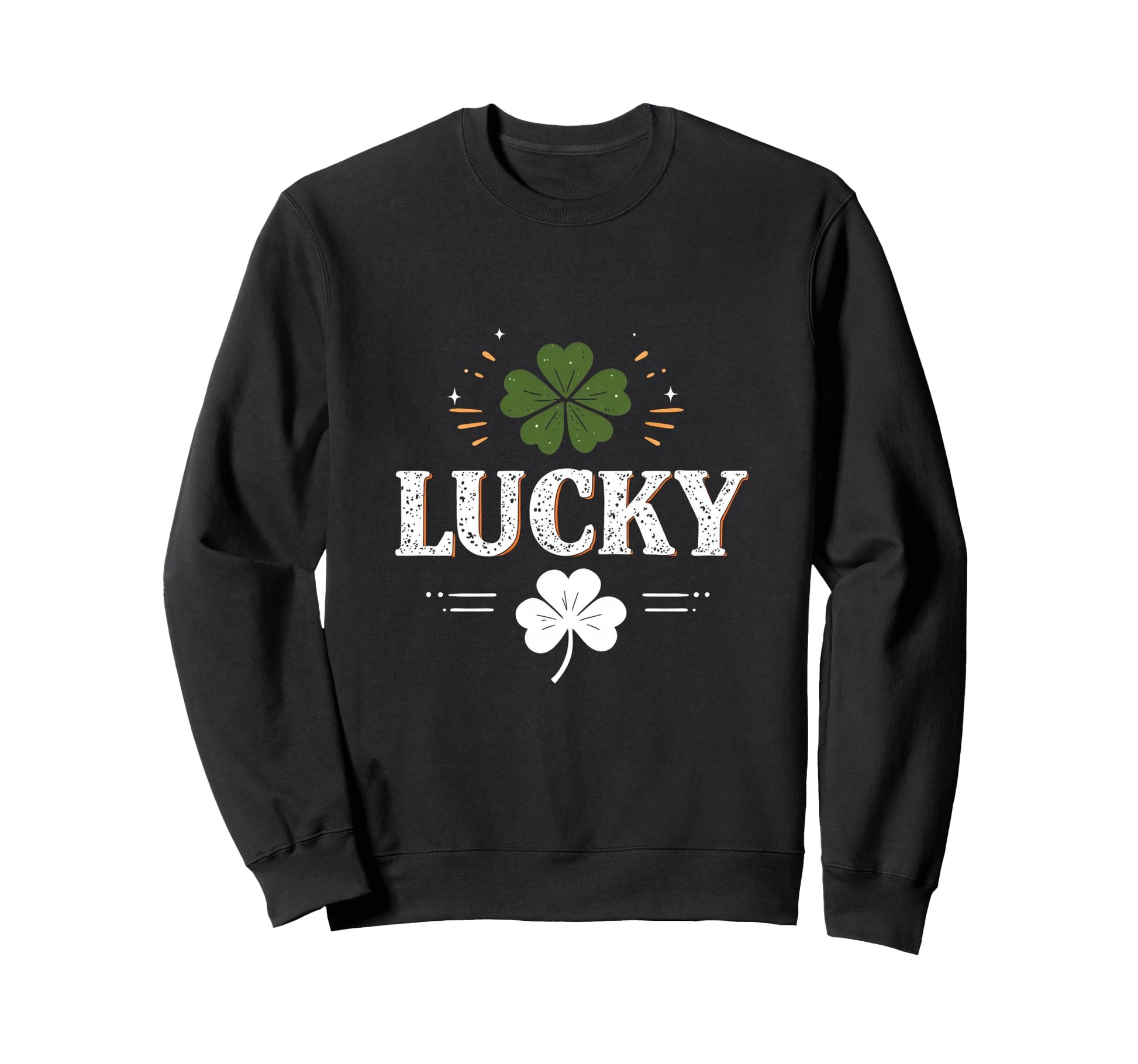 Lucky Typography Clover Sweatshirt - Minimalist Print for Adults - T-Shirt, Sweatshirt, Hoodie