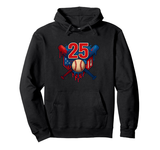 Baseball 25 Year Old Splash Drip Hoodie - Casual Everyday Wear for Adults - T-Shirt, Sweatshirt, Hoodie