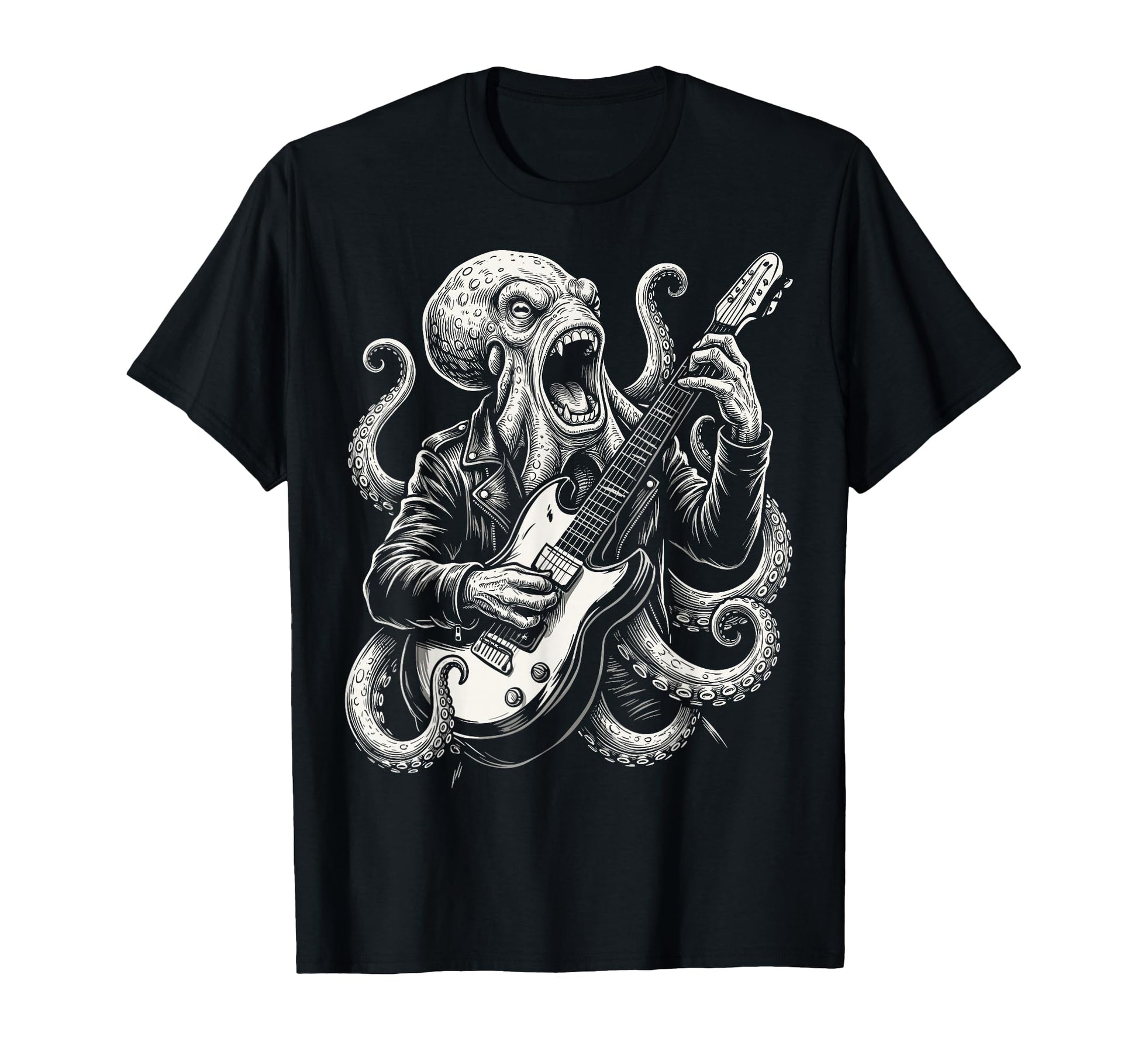 Funny Octopus Playing Guitar Heavy T-Shirt - Graphic Print for Adults - T-Shirt, Sweatshirt, Hoodie