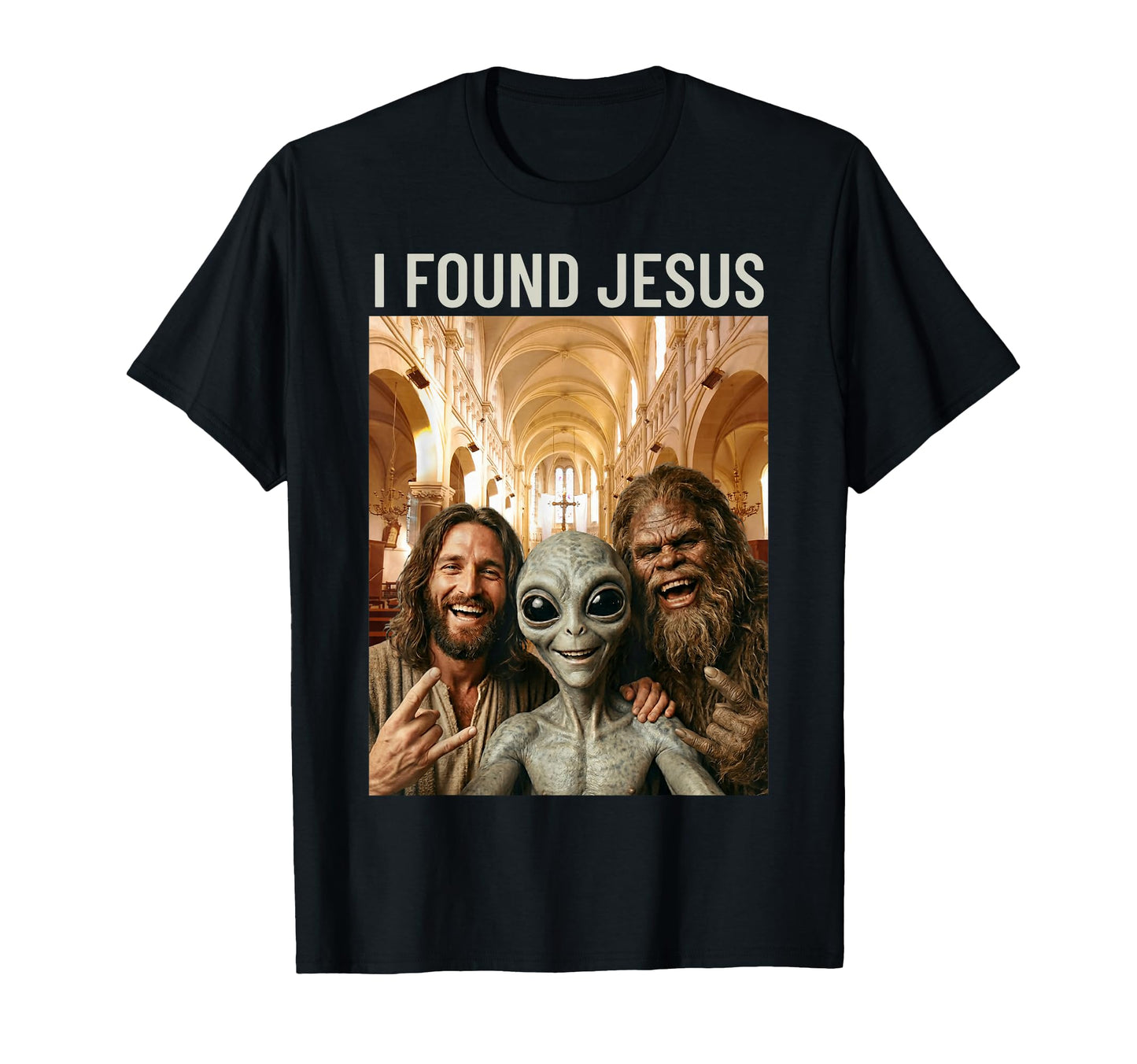 Funny Bigfoot Alien Jesus Rock T-Shirt - Casual Everyday Wear for Adults - T-Shirt, Sweatshirt, Hoodie