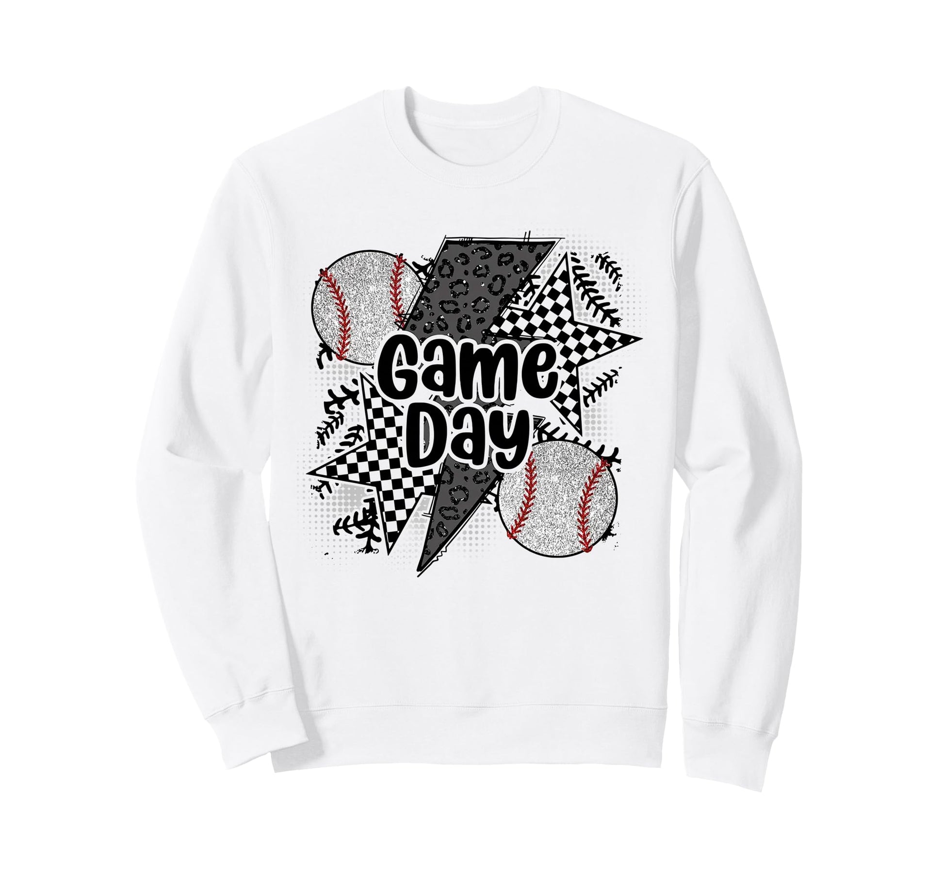 Game Day Baseball Checkered Sweatshirt - Minimalist Print Men Women - T-Shirt, Sweatshirt, Hoodie
