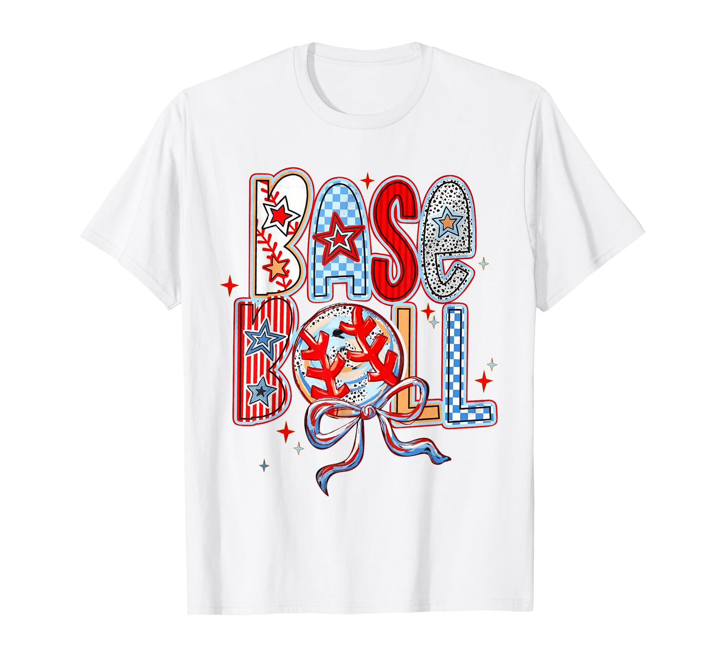 Baseball Coquette Bow Baseball Mom Mama T-Shirt - Graphic Print for Adults - T-Shirt, Sweatshirt, Hoodie