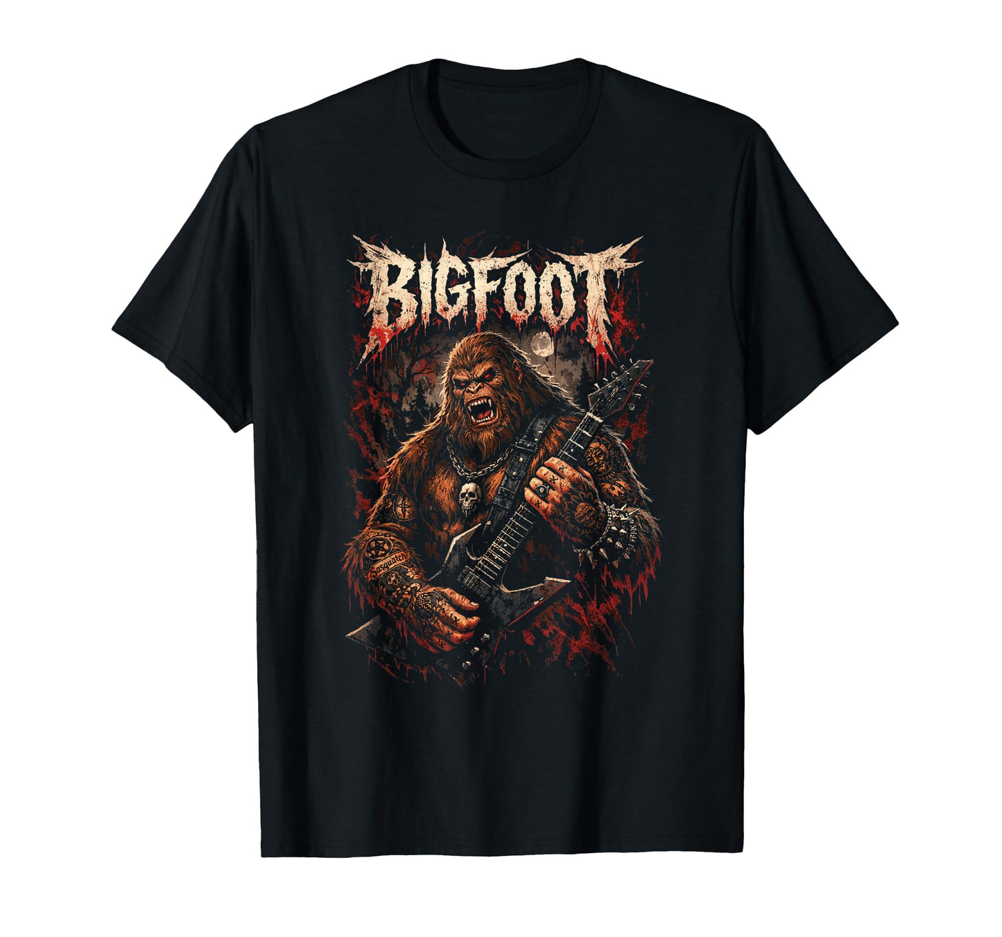 Bigfoot Heavymetal Sasquatch Guitar T-Shirt - Fun Novelty Design Men Women - T-Shirt, Sweatshirt, Hoodie