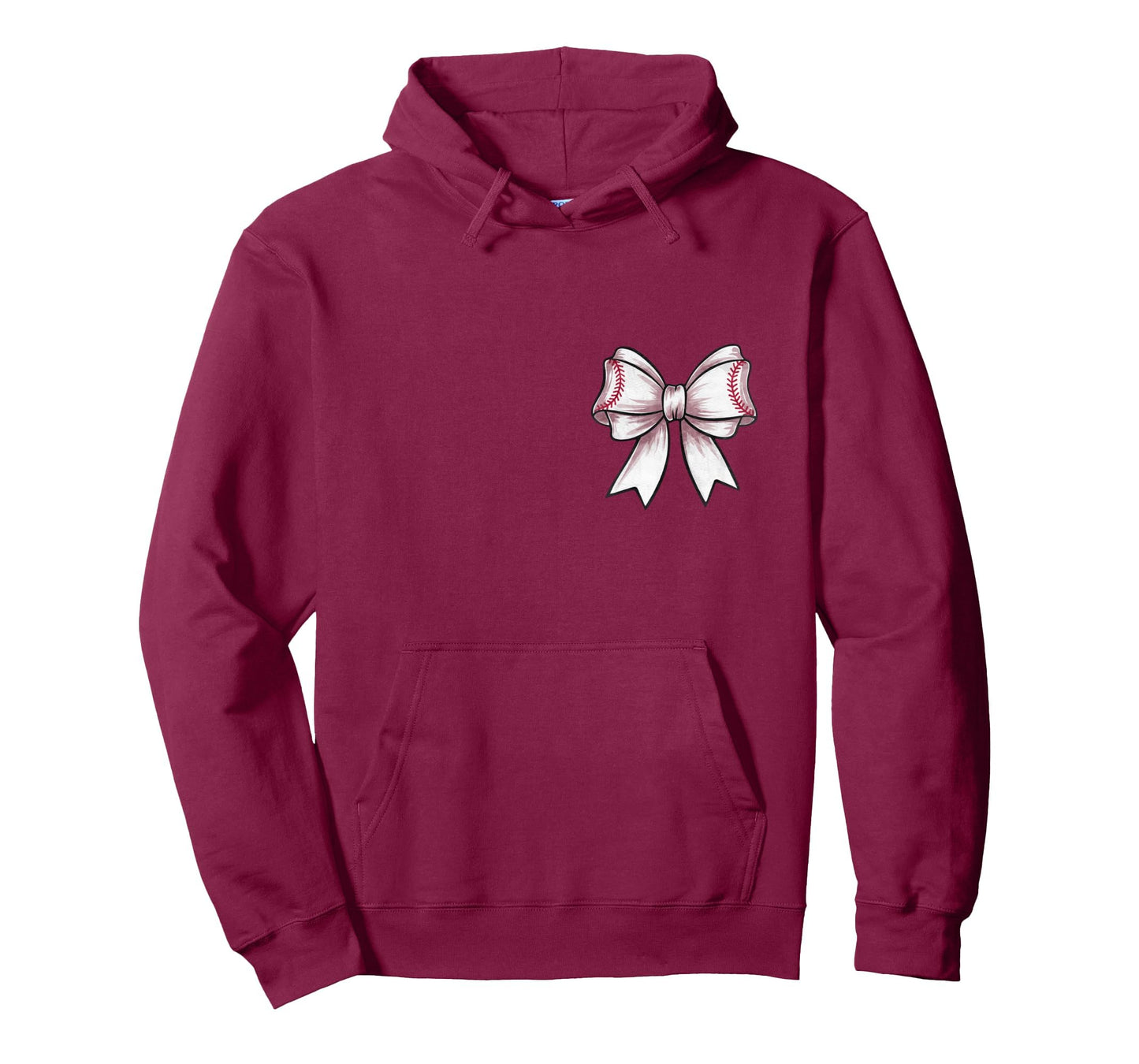 Baseball Coquette Bow Front And Hoodie - Casual Everyday Wear for Adults - T-Shirt, Sweatshirt, Hoodie