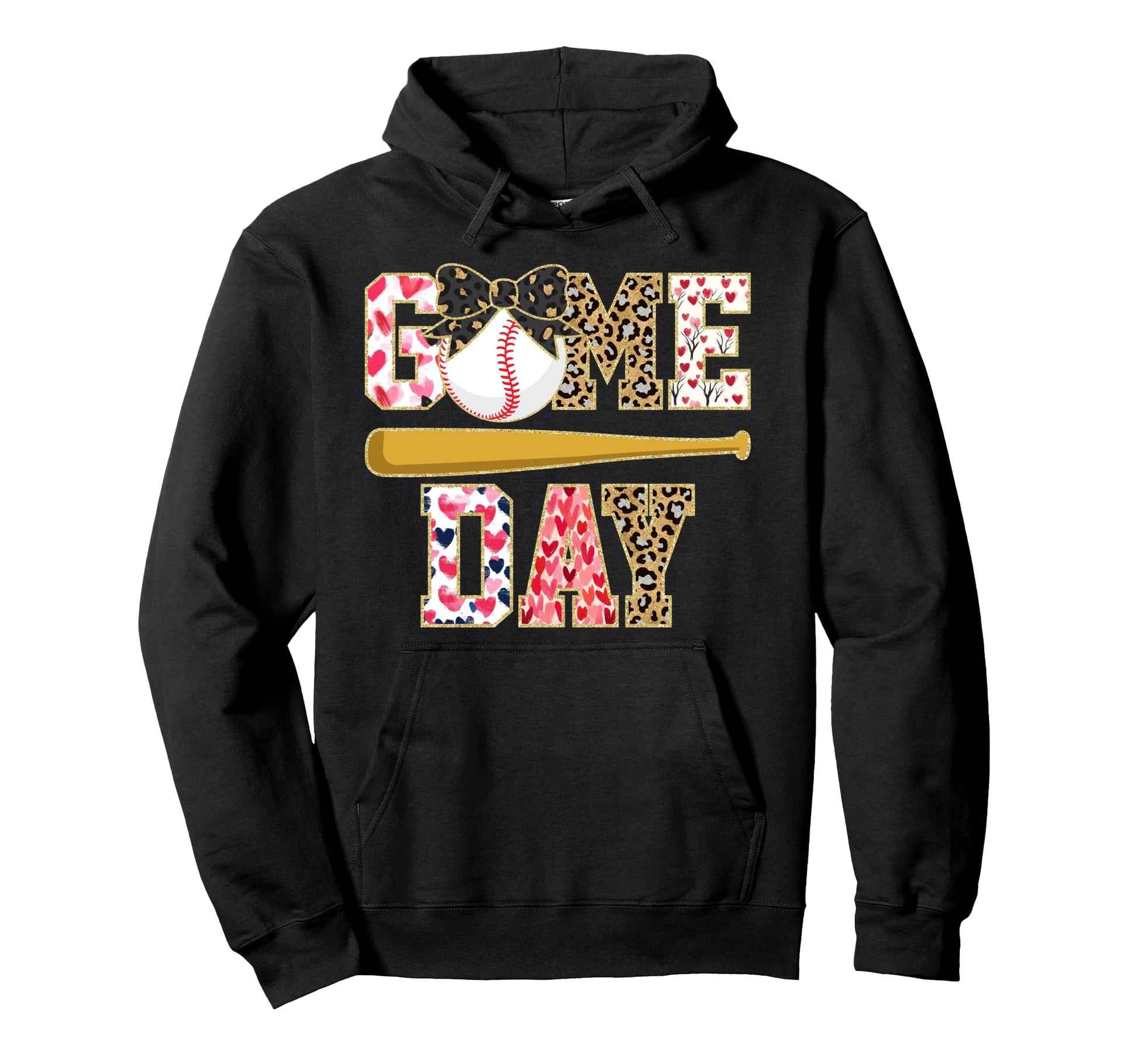 Game Day Baseball Softball Bat Gift Bow Sweatshirt - Trendy Graphic Unisex - T-Shirt, Sweatshirt, Hoodie