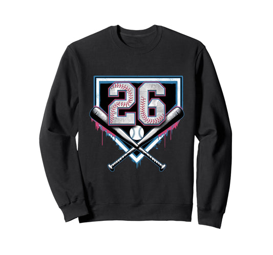 26Th Birthday Baseball Home Ice Cream Sweatshirt - Trendy Graphic Unisex - T-Shirt, Sweatshirt, Hoodie