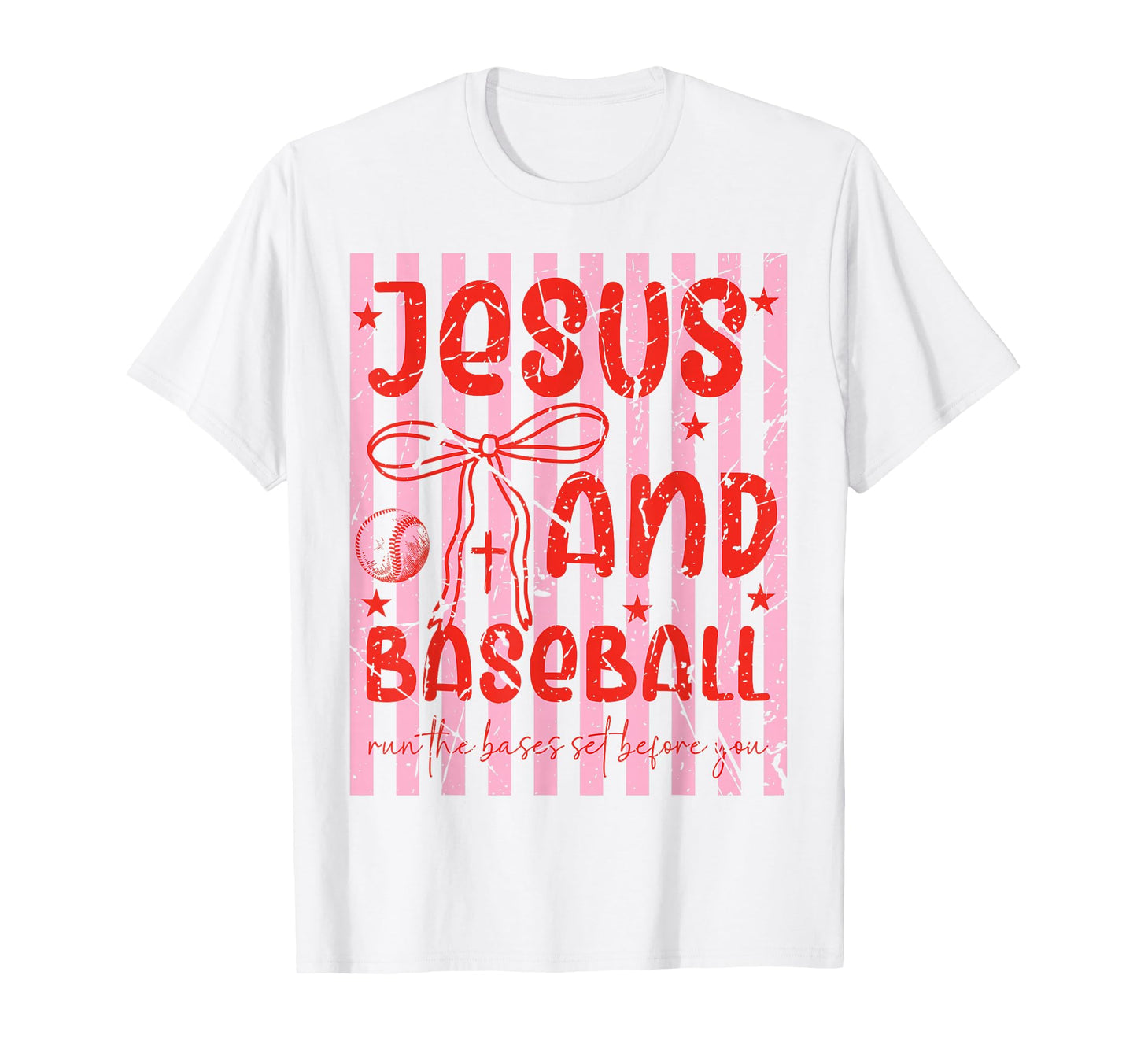 Jesus And Baseball Coquette Bow Preppy T-Shirt - Trendy Graphic for Adults - T-Shirt, Sweatshirt, Hoodie