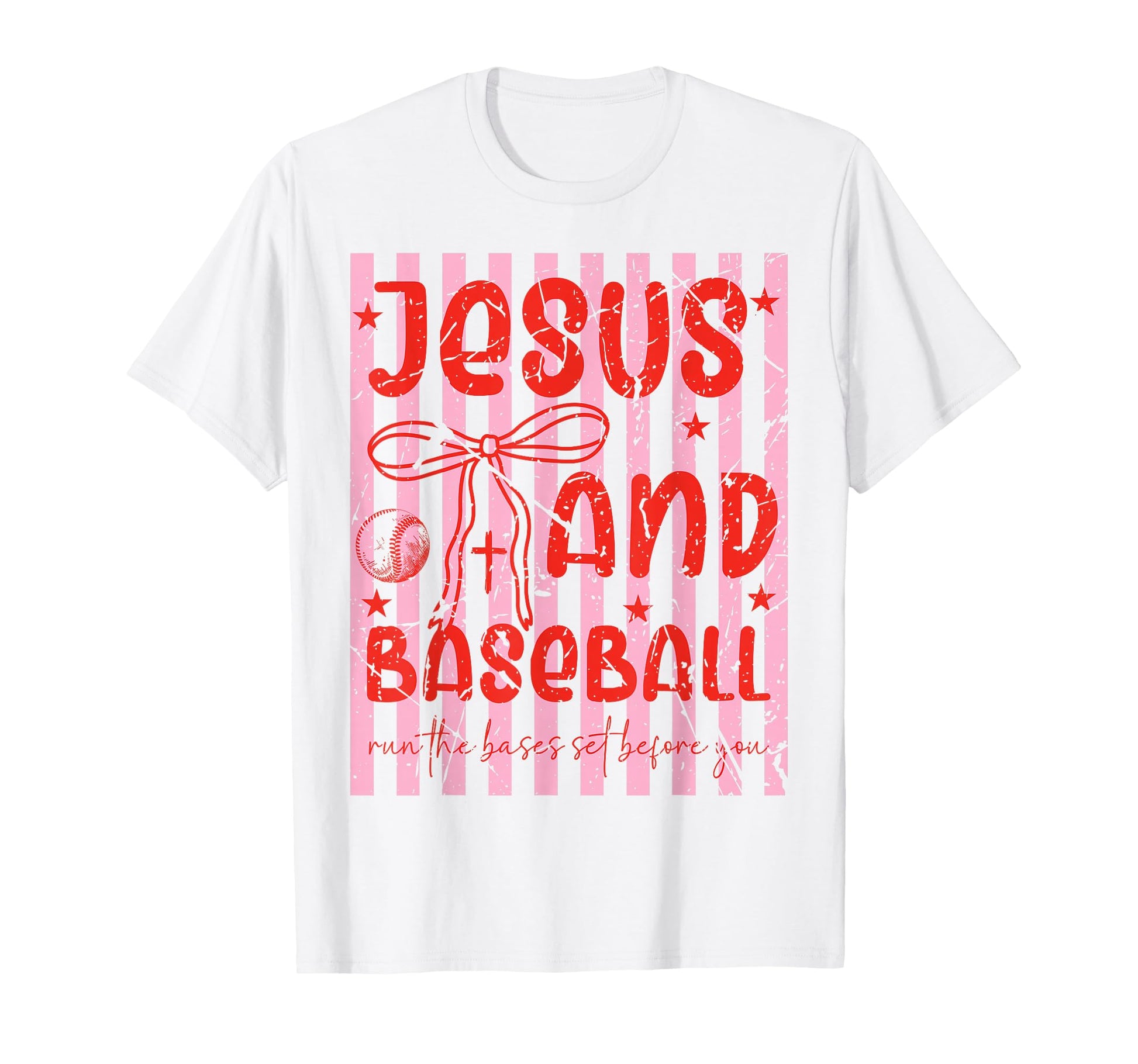 Jesus And Baseball Coquette Bow Preppy T-Shirt - Trendy Graphic for Adults - T-Shirt, Sweatshirt, Hoodie
