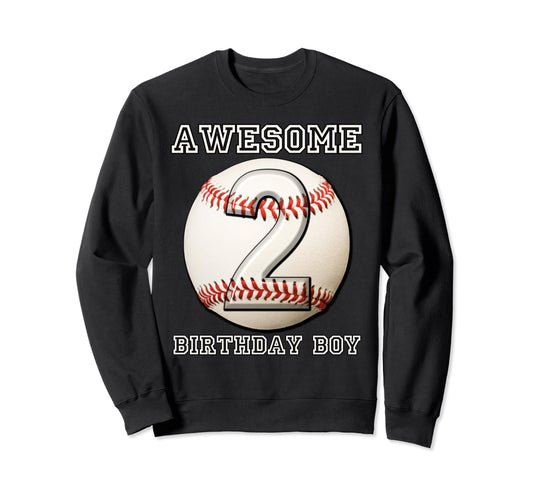 2 Years Old Baseball Themed 2Nd Sweatshirt - Graphic Print for Adults - T-Shirt, Sweatshirt, Hoodie
