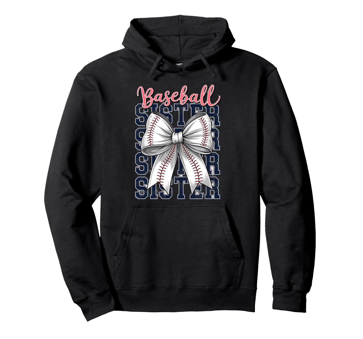 Baseball Sister Coquette Bow Hoodie - Trendy Graphic for Adults - T-Shirt, Sweatshirt, Hoodie