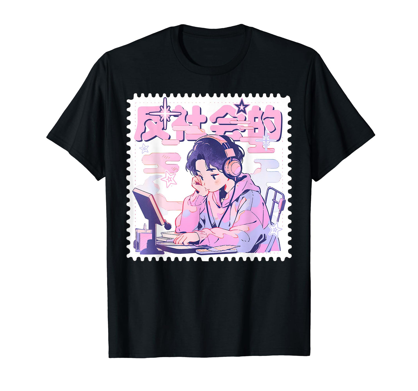 Kawaii Anime Music Lover Y2K Pastel T-Shirt - Graphic Print for Adults - T-Shirt, Sweatshirt, Hoodie