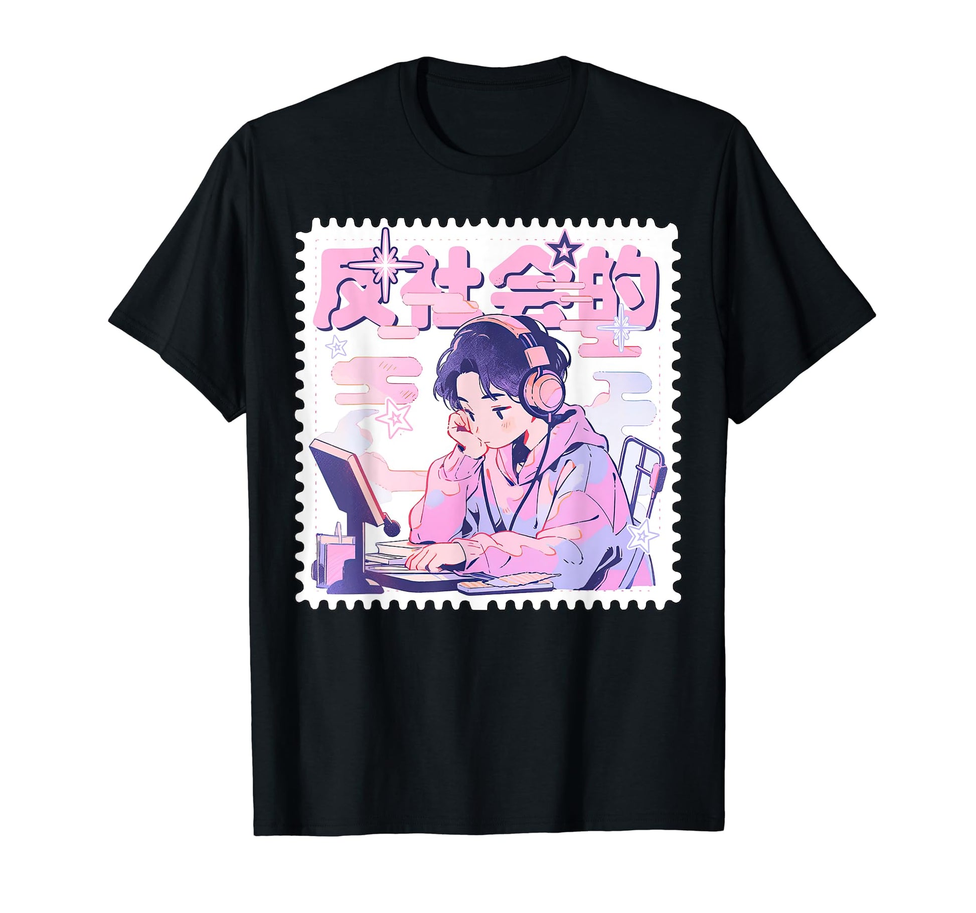 Kawaii Anime Music Lover Y2K Pastel T-Shirt - Graphic Print for Adults - T-Shirt, Sweatshirt, Hoodie